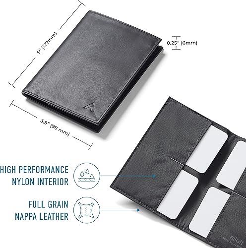 Miniatura 3 de Allett Original Wallet Cuero, Delgado, Minimalista Bloqueo RFID, Bifold Capacidad para más de 4 24 tarjetas, billetes, recibos Carteras para