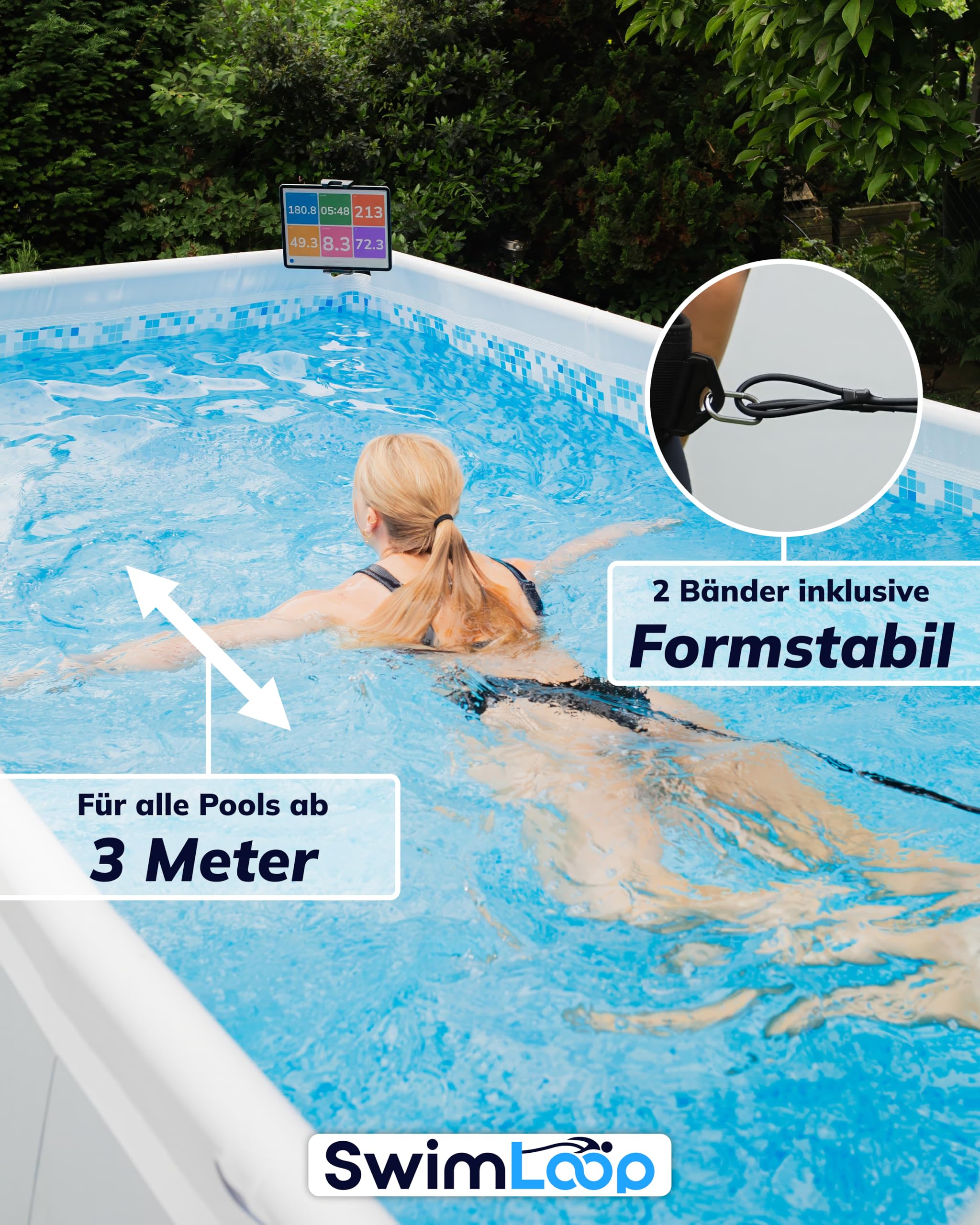 Aktivitätstracker Top Schwimmtrainer für zu Hause, Widerstandstraining, stationäres Schwimmen, Schwimmband als Alternative zur Gegenstromanlage