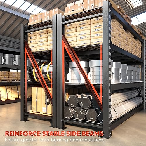 Miniatura 4 de Bepatio Estantes de almacenamiento de 9352 libras, estantería de garaje resistente de 67.6 pulgadas de ancho, estantería de metal ajustable de 4