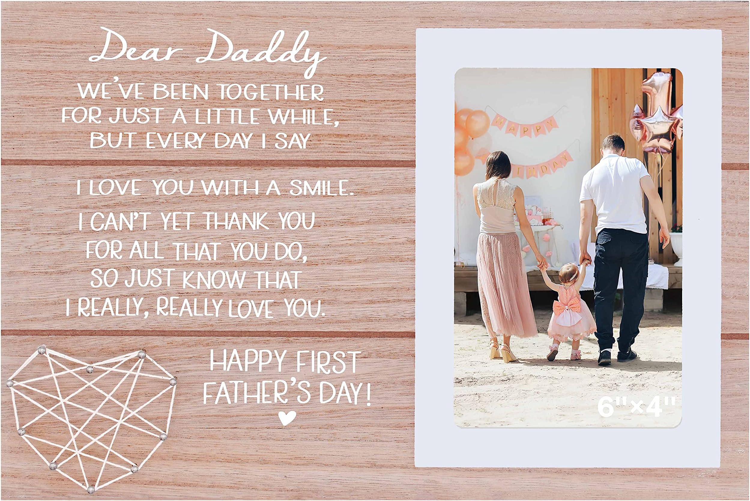Daddy And Me Picture Frame - Best Dad Gift From Daughter Or Son - Wood Photo Frame For 4x6 Pictures