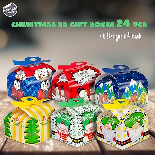 Miniatura 2 de easykart labels 24 cajas de regalo de Navidad con lazo, cajas de Navidad 3D, cajas de regalo de cartón de Papá Noel para niños, suministros de