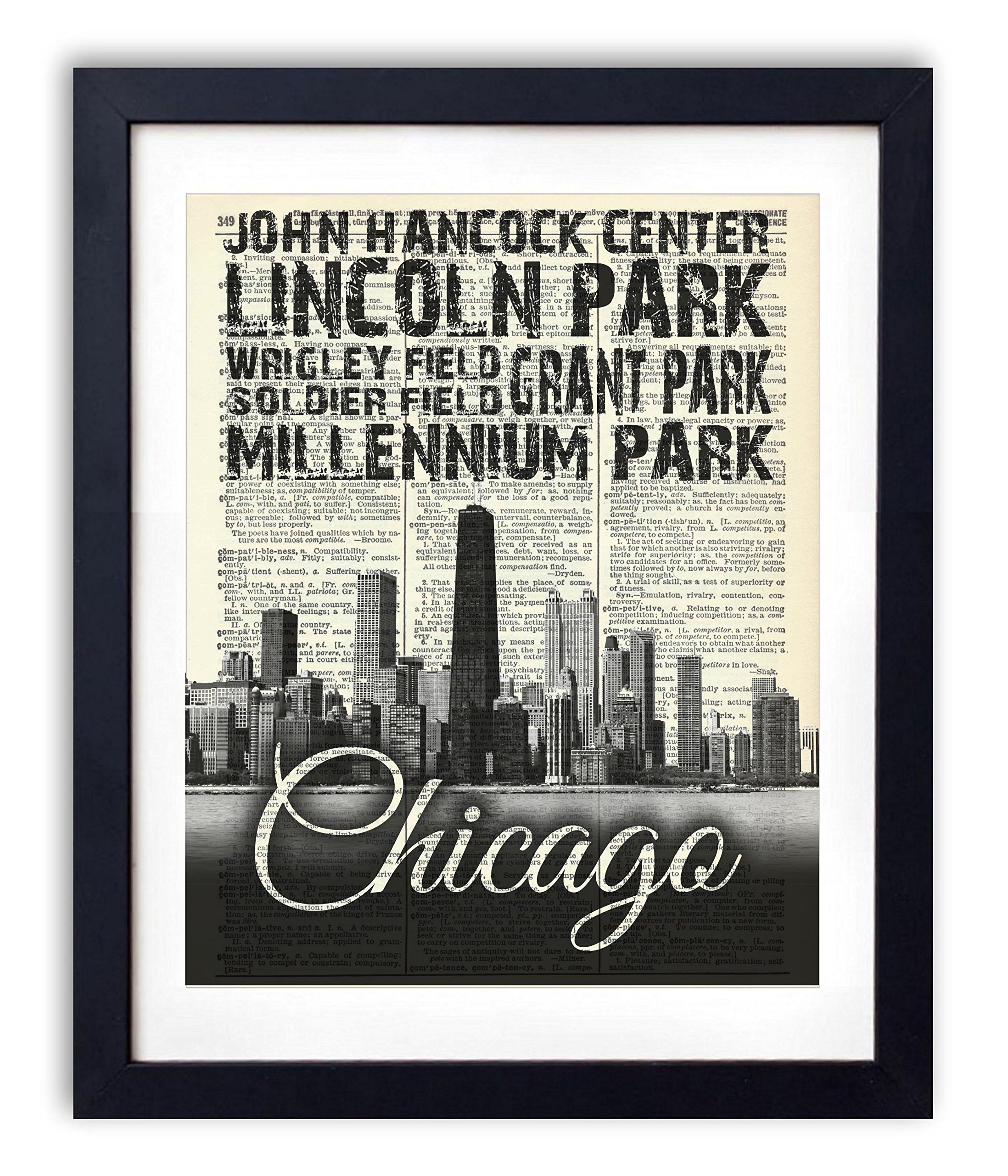 Amazon.com: Chicago Skyline With Landmarks Typography (#2 Amazon.com: Chicago Skyline With Landmarks Typography (#2