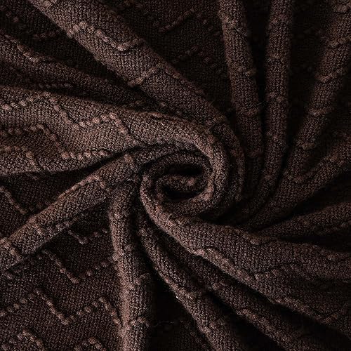 Miniatura 9 de BATTILO HOME Manta marrón oscuro para sofá, manta bohemia para decoración del hogar, manta decorativa de punto chocolate para silla, sofá, cama, 50