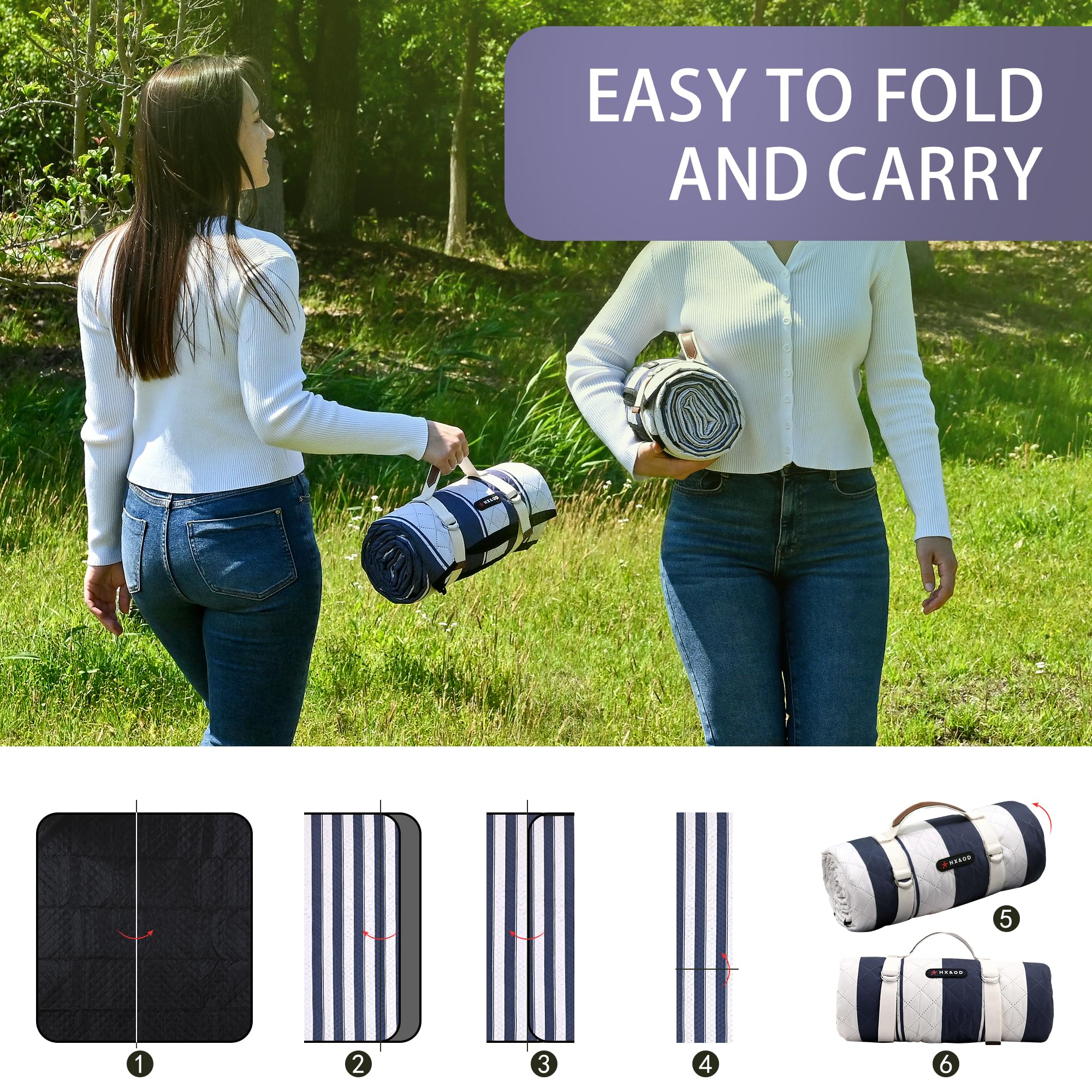 Couverture De Pique-nique Imperméable 150x200CM, Portable Avec