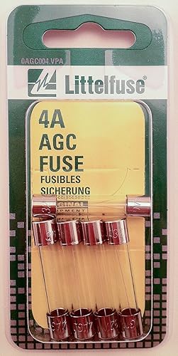 Littelfuse Fusible AGC4BP Agc Gls 5CdsPk, 4A"