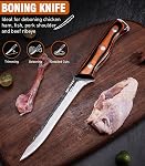 4PCS Hand Forged Butcher Knife and Kitchen Knife 2 in 1 Set | Gift Box Razor Sharp Heavy Duty Meat Cleaver Serbian Chef Knife Breaking Knife Boning Knife for Meat Cutting BBQ Kitchen Use
