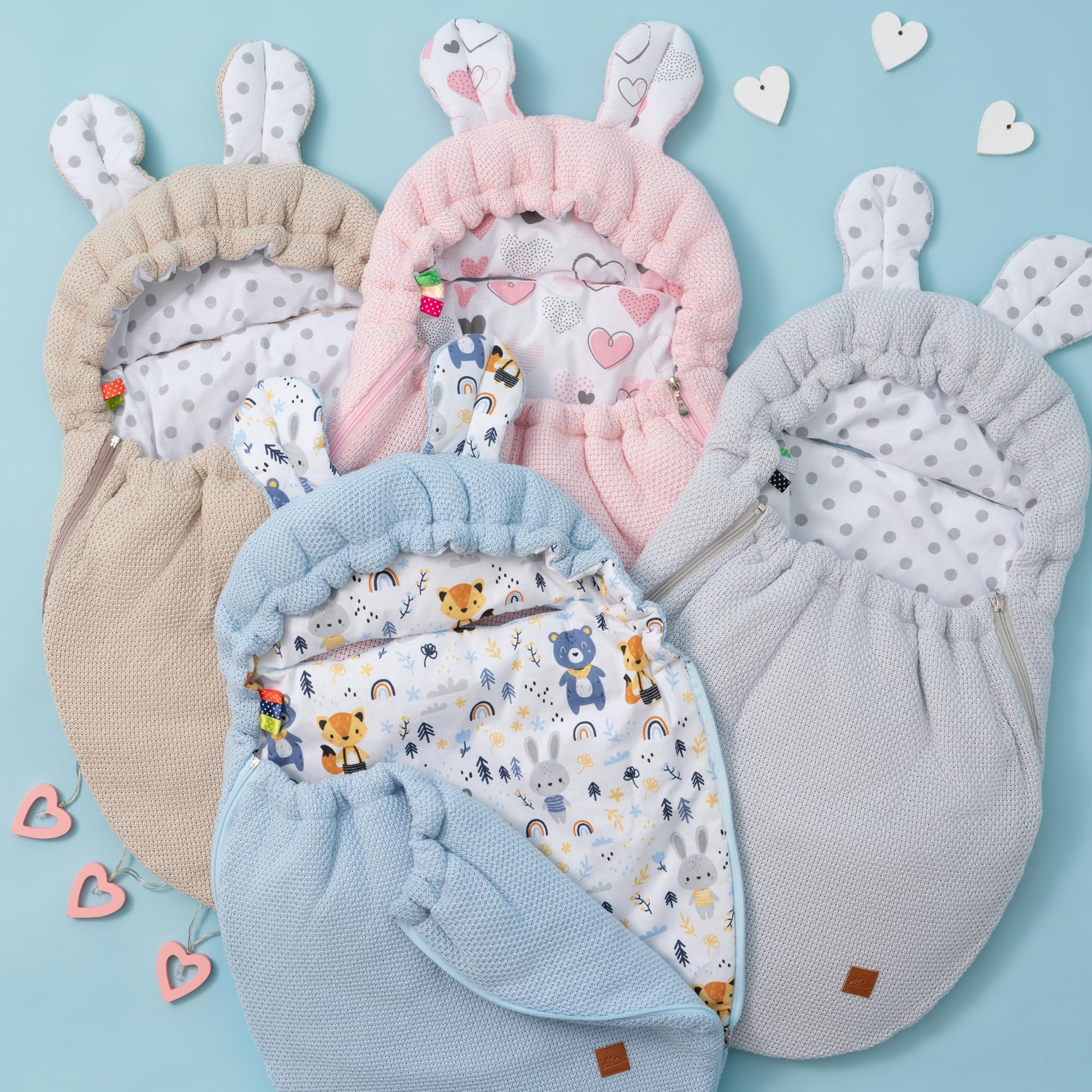 Mikos Coperta per ovetto, autunno inverno, sacco nanna con cerniera, 100% cotone GOTS Zert. coperta a maglia con imbottitura, universale, per passeggini, primavera, Maxi Cosi a 3 punti (50) (rosa)