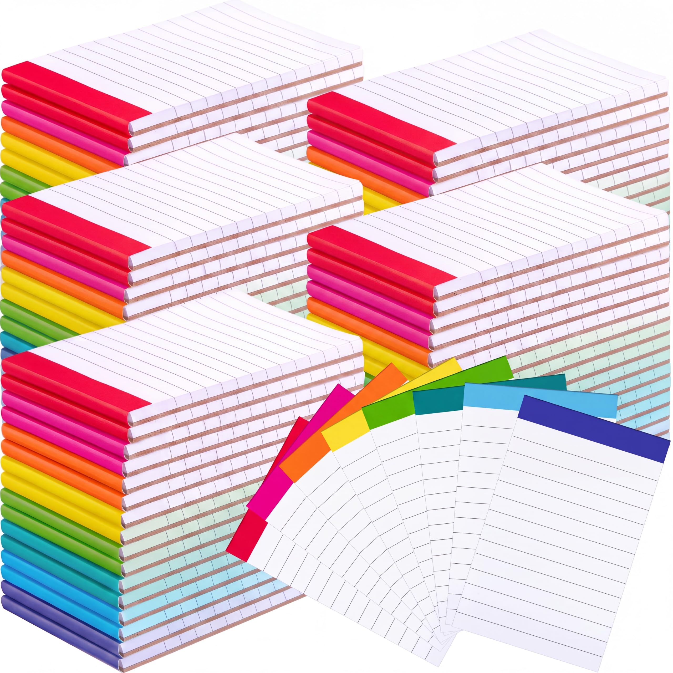 Tenceur Confezione da 80 piccoli blocchetti per appunti, 10 x 15 cm, a righe, a righe, con mini tasca a strappo, 60 fogli, mini quaderni da grattare per scuola e ufficio (colore arcobaleno)