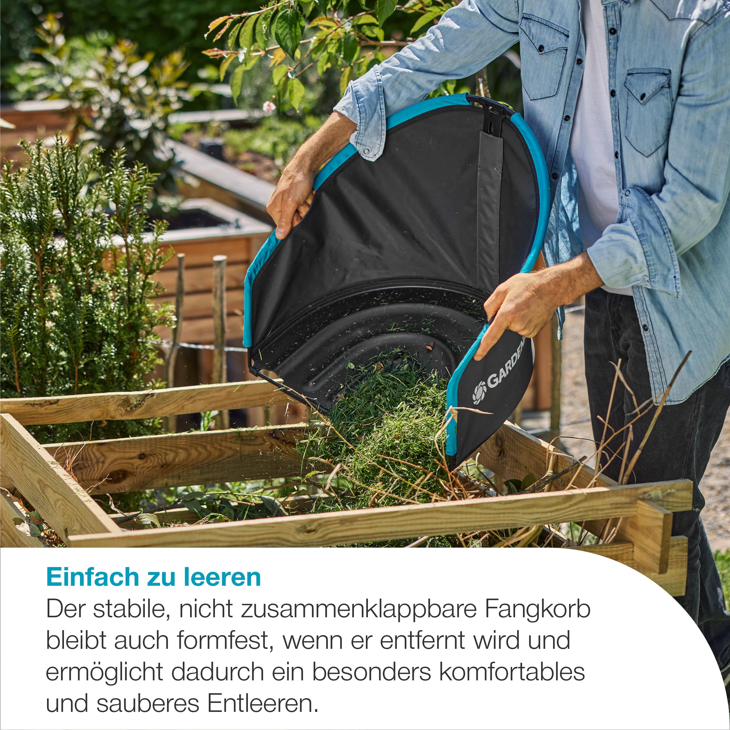 Gardena Grasfangkorb Cylinder Lawnmowers: Kann als Schaufel verwendet werden, Platzsparende Aufbewahrung, 49 Liter Fassungsvermögen, Kompatibles Design, Einfach zu leeren (11770-20)
