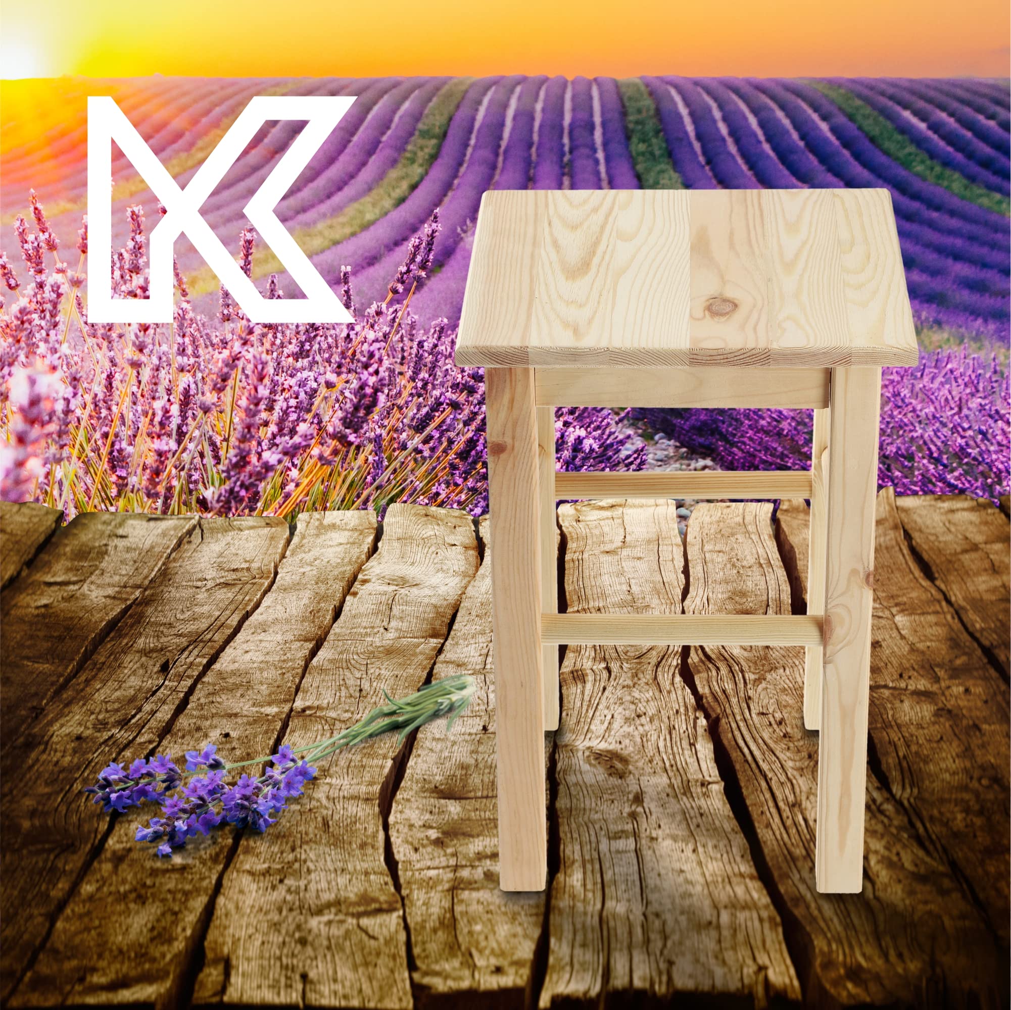 KADAX Sgabello Basso in Legno di Pino Naturale con Design Rustico e Seduta Quadrata, Sedia Piccola da Cucina, Bar o Sala da Pranzo (Quadrato)