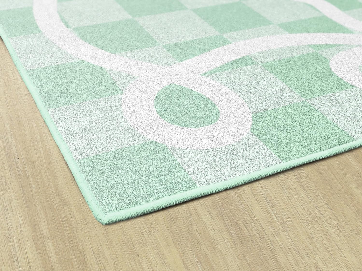 Flagship Carpets Bow Border in Mint Educational Area Rug for Kids Room, Children's Classroom Rug for Teaching and Playroom, 7'6" X 12' - Mint