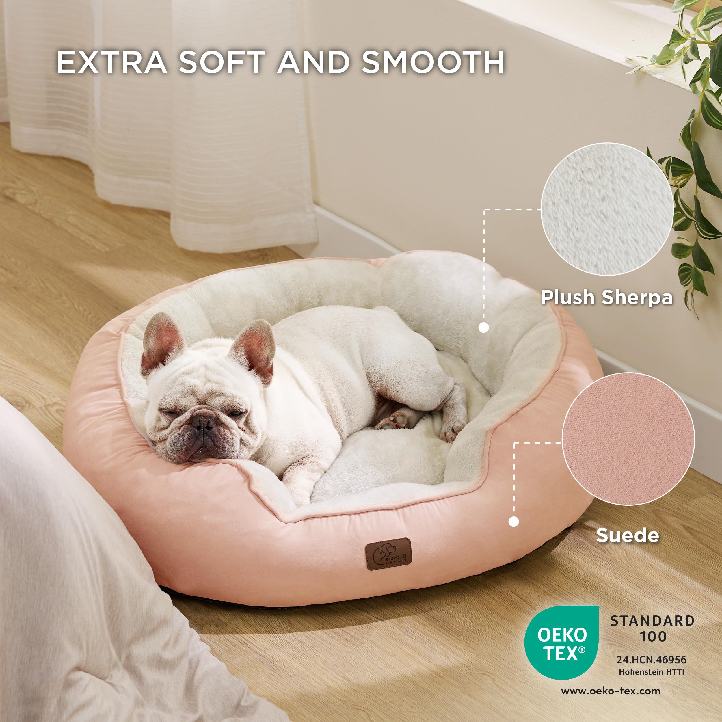 BEDSURE Katzenbett waschbar Katzen Bettchen - 76x63x20cm Katzen Bett mit Zweiseitig Innenkissen Katzenschlafplatz für oder kleine Hunde, Rosa
