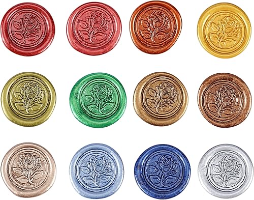 Miniatura 4 de Yoption 12 varillas de cera de sellado con mechas, colores mezclados metálicos antiguos, tótem de fuego, manuscrito, cera de sellado para sello de