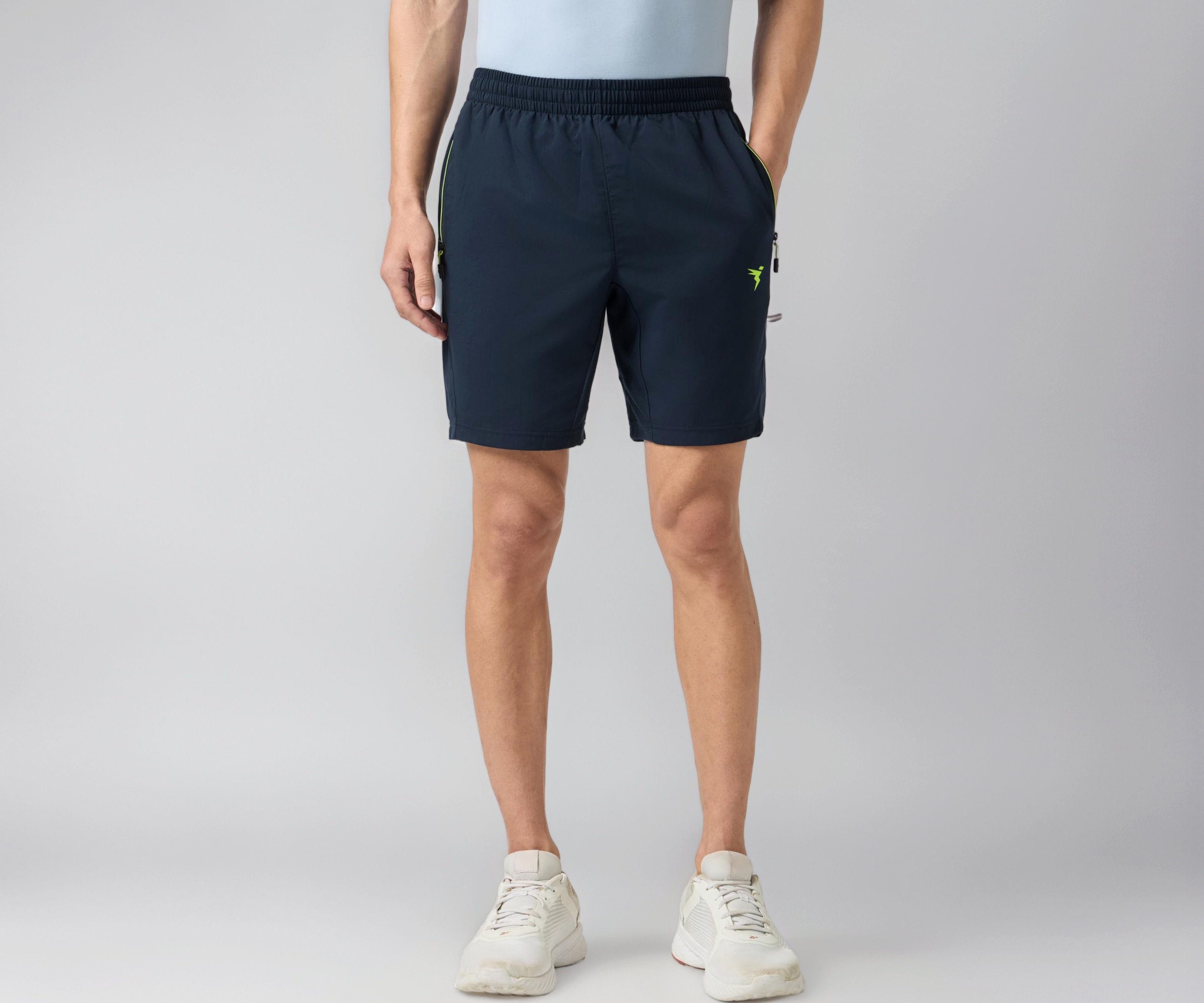 TECHNOSPORT Men Solid Slim Fit Sports Shorts Techno LITE UPF50+ Polyester Mid Rise Drawstring Shorts Pant for Men Gym Workout Running Cricket Casual Q