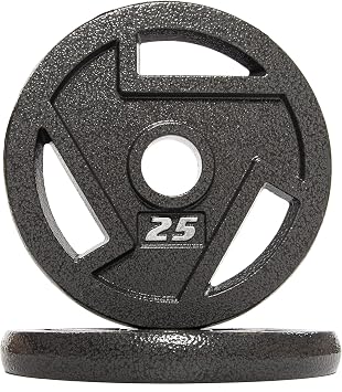 Signature Fitness Olympic 2-Inch Cast Iron Plate Weight Plate for Strength Training and Weightlifting, Multiple Sizes