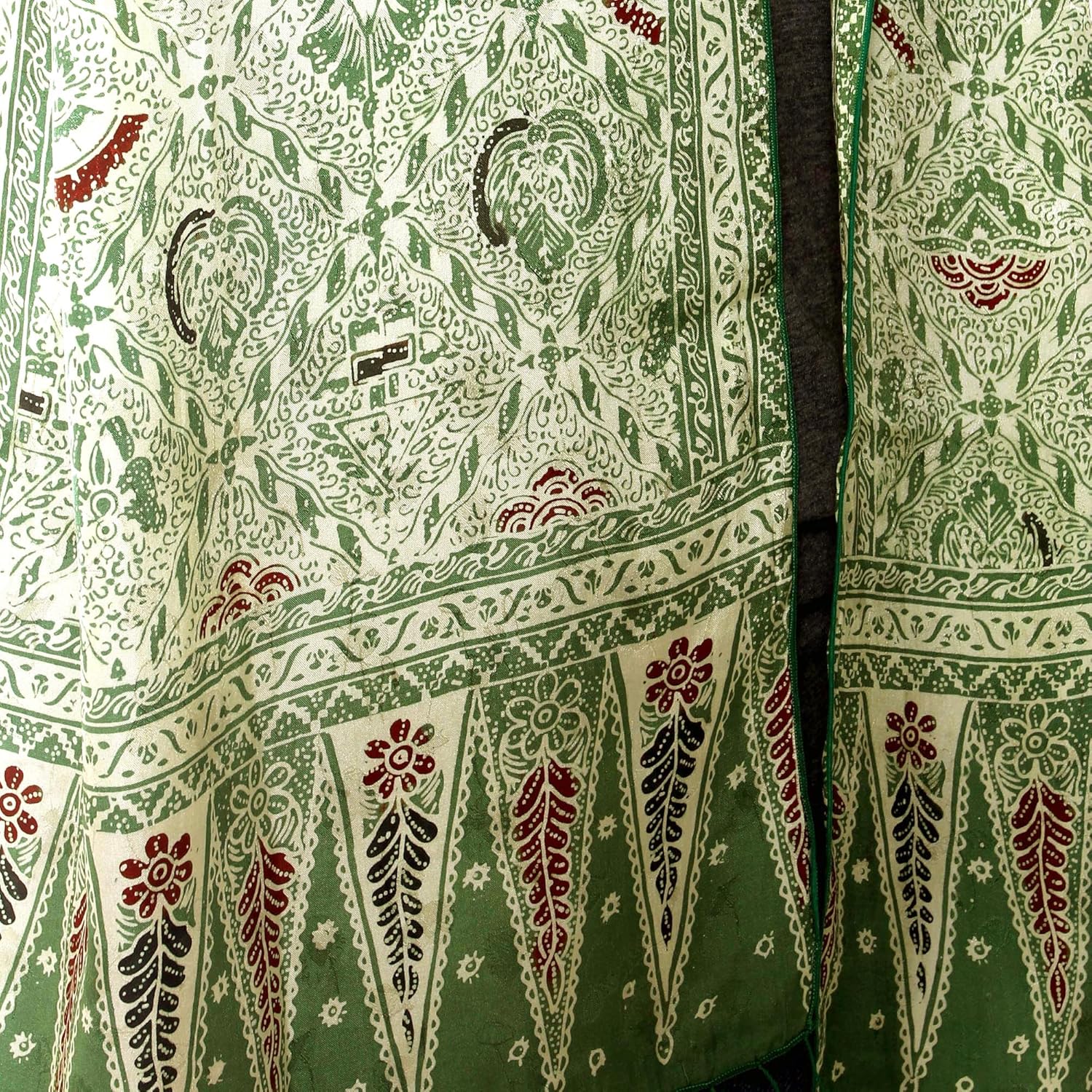 NOVICA Artisan Handmade Floral Green Silk Batik Scarf | Patterned Indonesian Accessories | Desert Sa | Royal Java Green | 57in L x 11.75in W