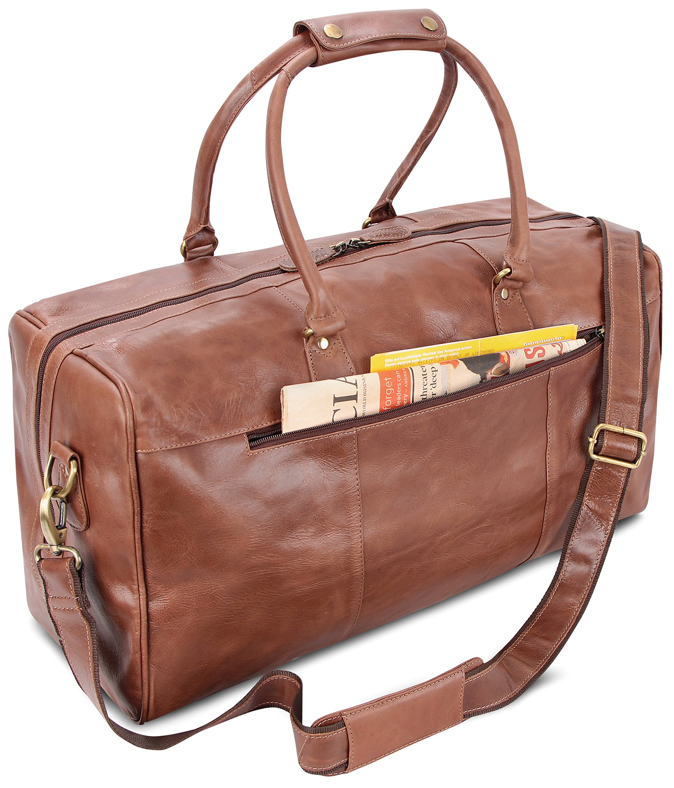 LEABAGS Tokio torba podróżna z prawdziwej skóry bawolej w stylu vintage (Crazy vinkat)