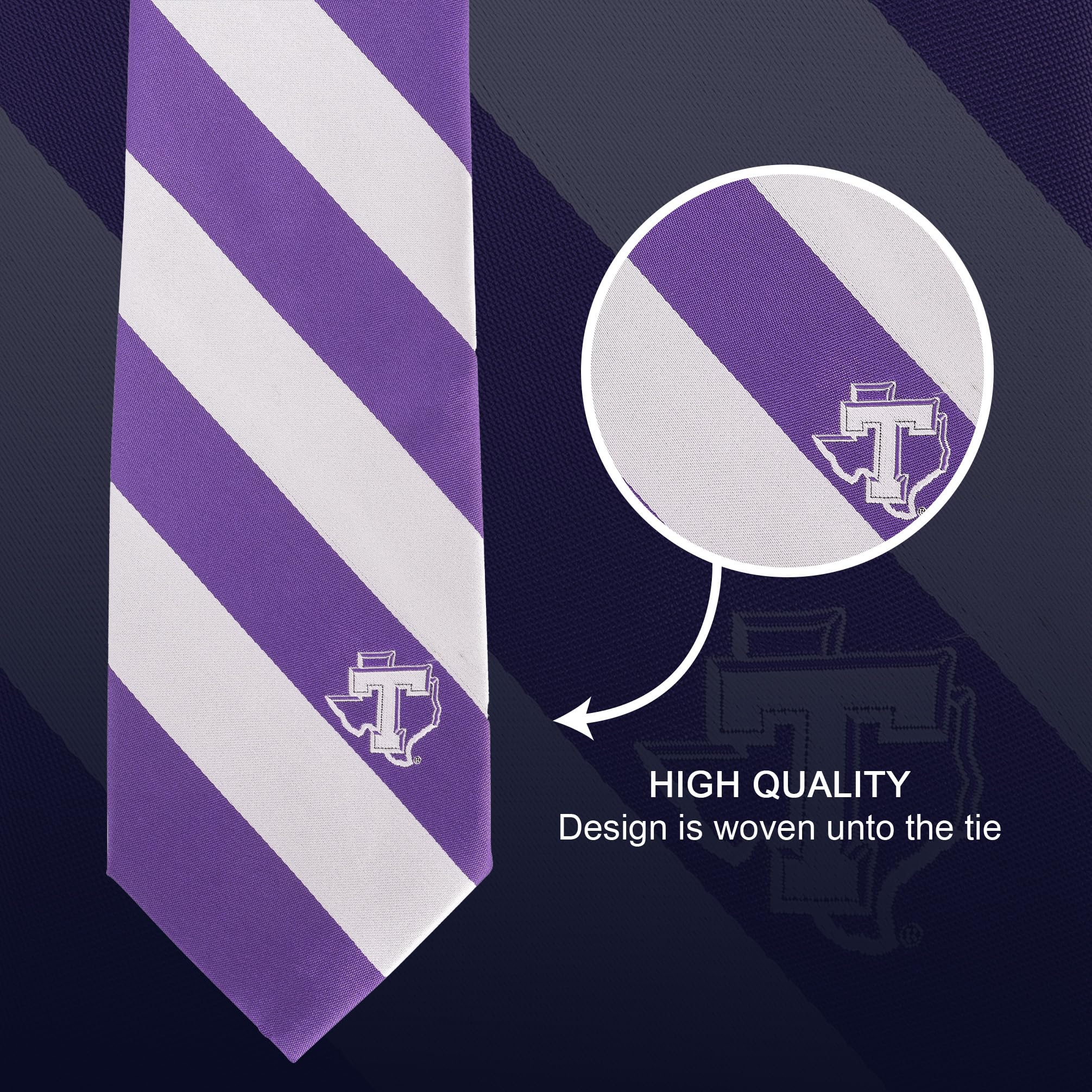 Desert Cactus Tarleton State University Tie TSU Texans 100% Polyester with Logo Officially Licensed (Style A)