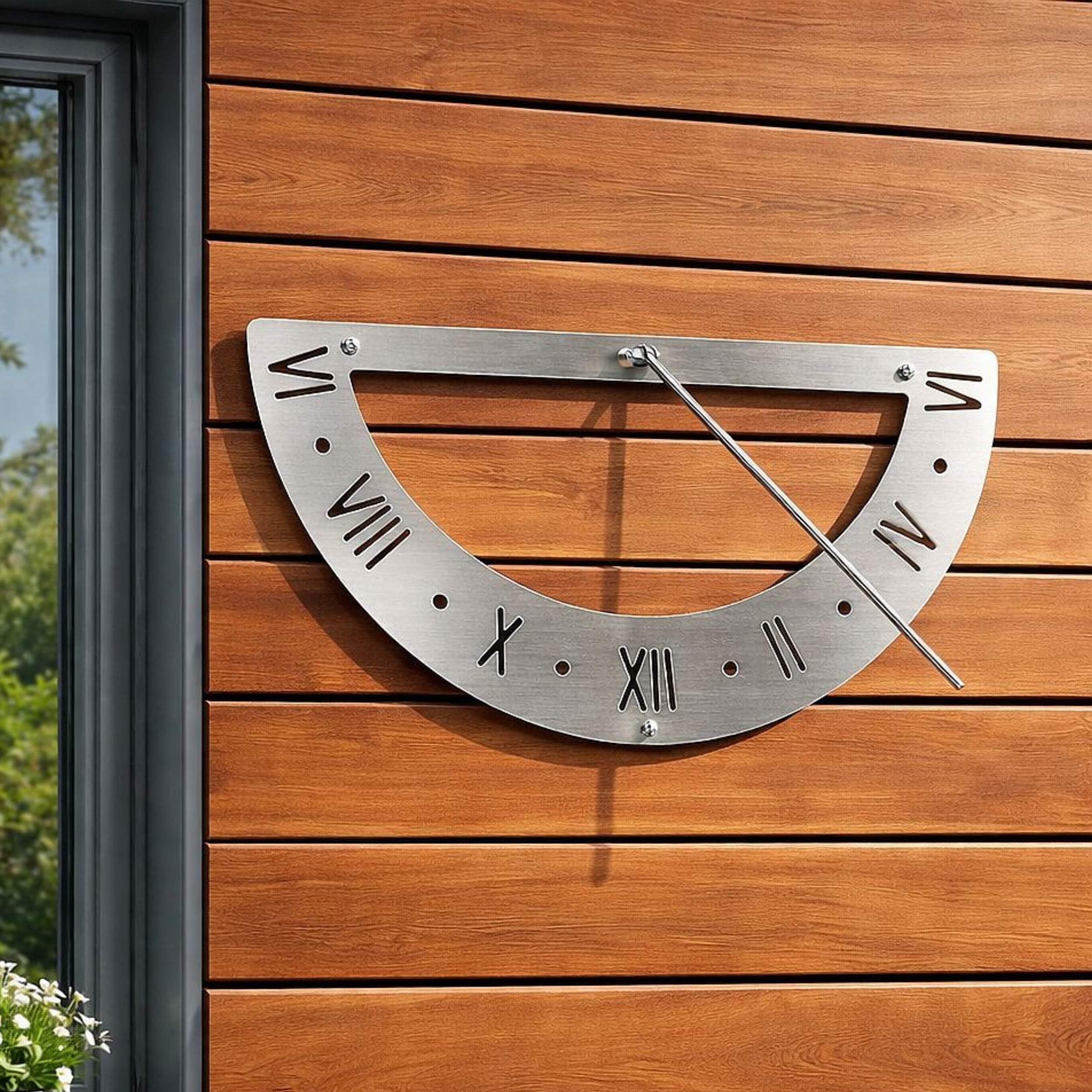 DanDiBo Reloj solar de acero inoxidable para la pared, 70 cm, inoxidable, 96206, orientable, resistente a la intemperie, reloj de jardín moderno de metal