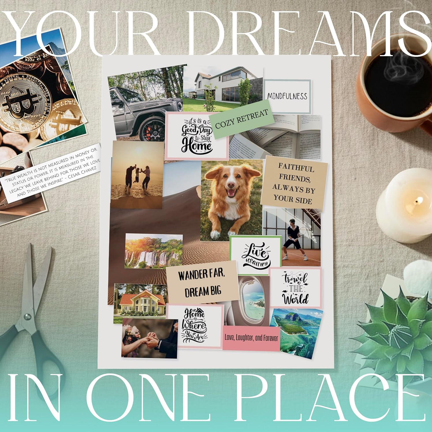 Planners with Purpose Vision Board Book 1,200+ Vision Board Images & Quotes - Goal Setting Vision Journal for Manifestation, Motivation & Lifestyle Inspiration - Law of Attraction Collage Supplies Kit