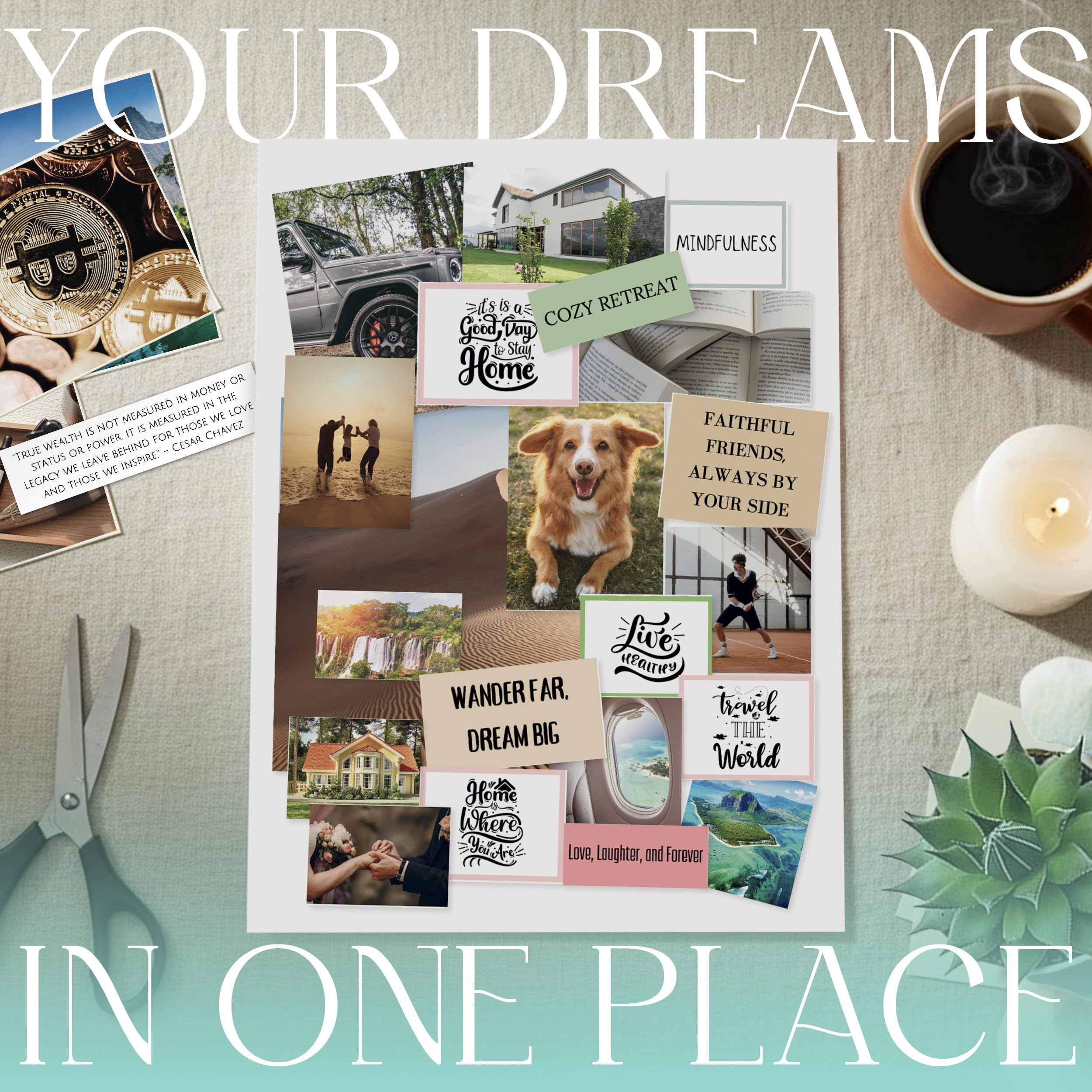 Planners with Purpose Vision Board – ponad 1200 obrazów i cytatów z tablicy wizyjnej – dziennik wizji dla demonstracji, motywacji i inspiracji stylem życia – zestaw