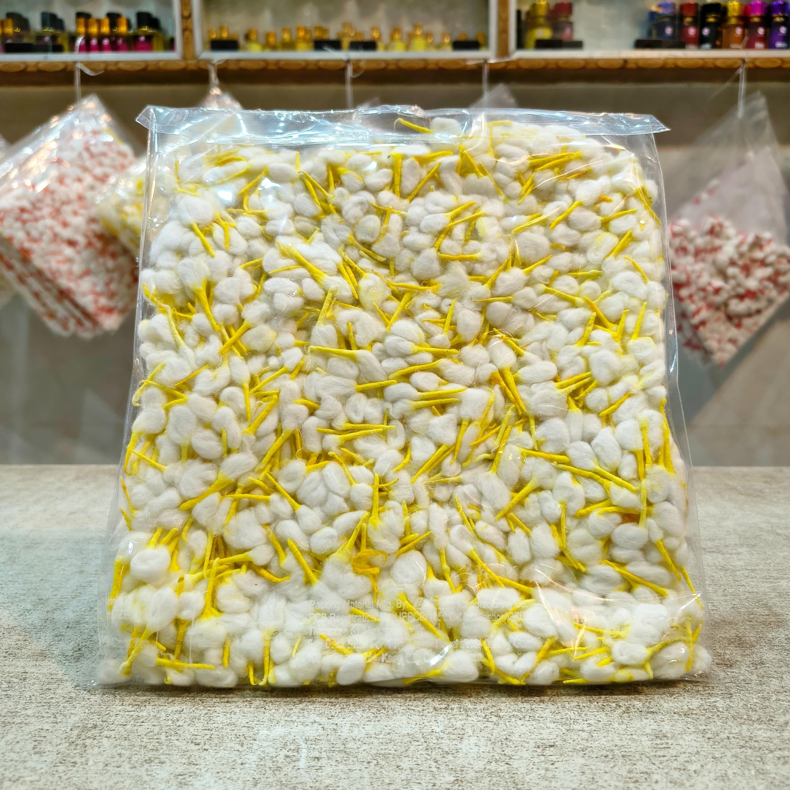 Vrindavan Mahak Small Size Yellow Pooja Batti | 1400 Cotton Wicks Packet | Pure Cotton Diya Batti for Ghee Lamp | Less Smoke, Clean Burning, Spiritual Cotton Wicks for Puja and Aarti-image-19