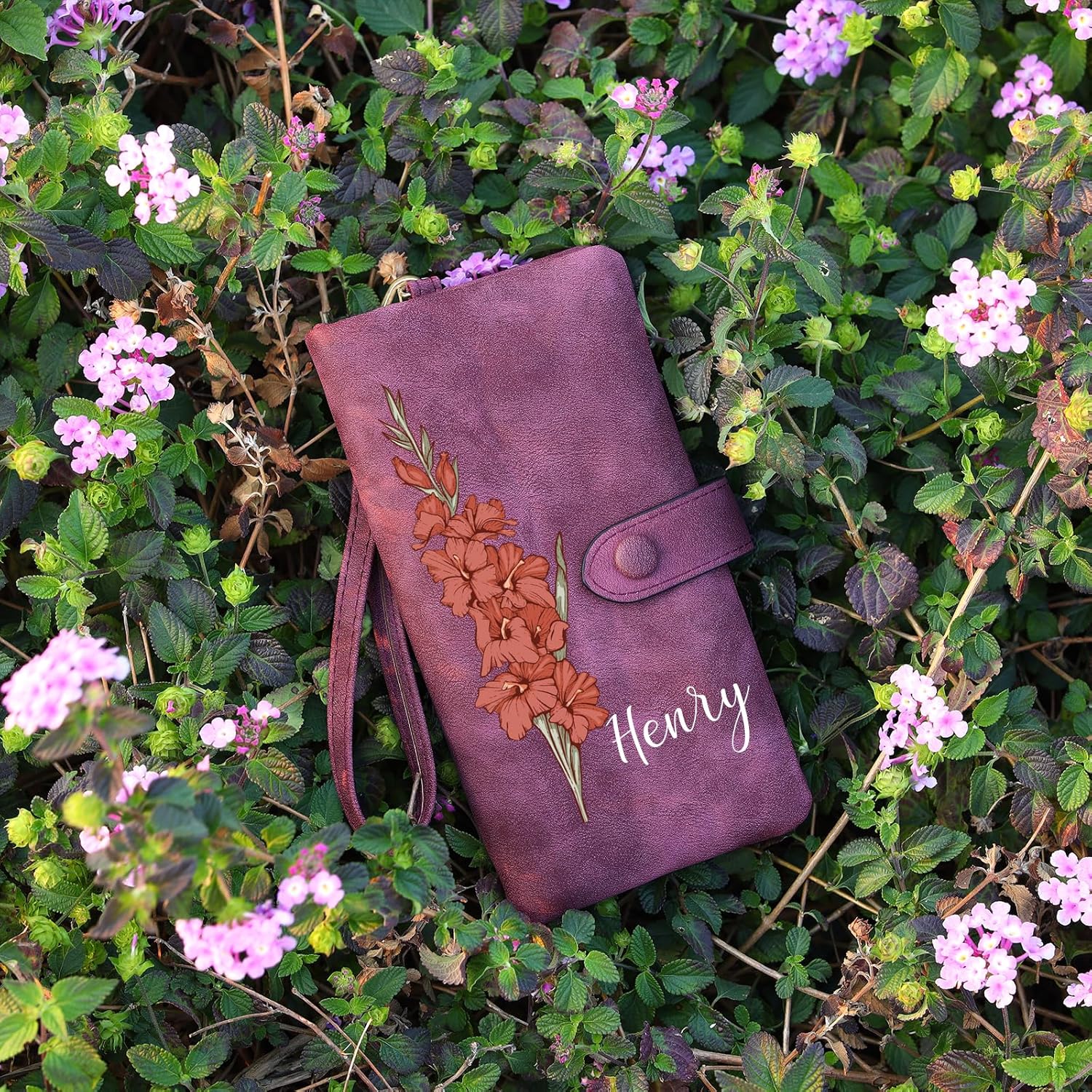 Custom Name Birth Flower Wallet for Women, Personalized Stylish Card Holder Purse with Zipper, Large Capacity Wallet Mother's Day Christmas Gifts for Mom Daughter (Purple) - Image 8