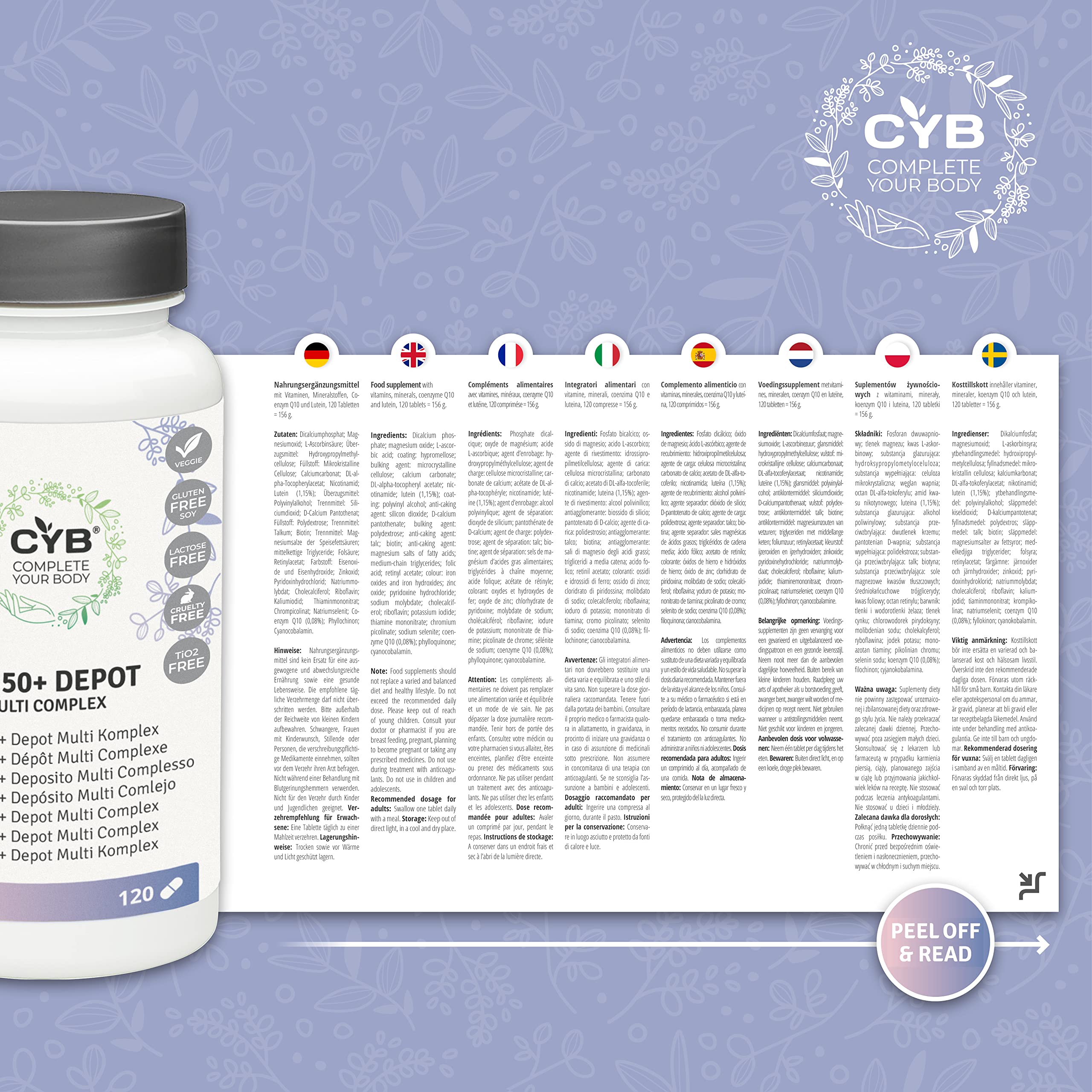 CYB Multivitamin 50+ A-Z mit Lutein und Q10, 120 Tabletten – Ansicht 8