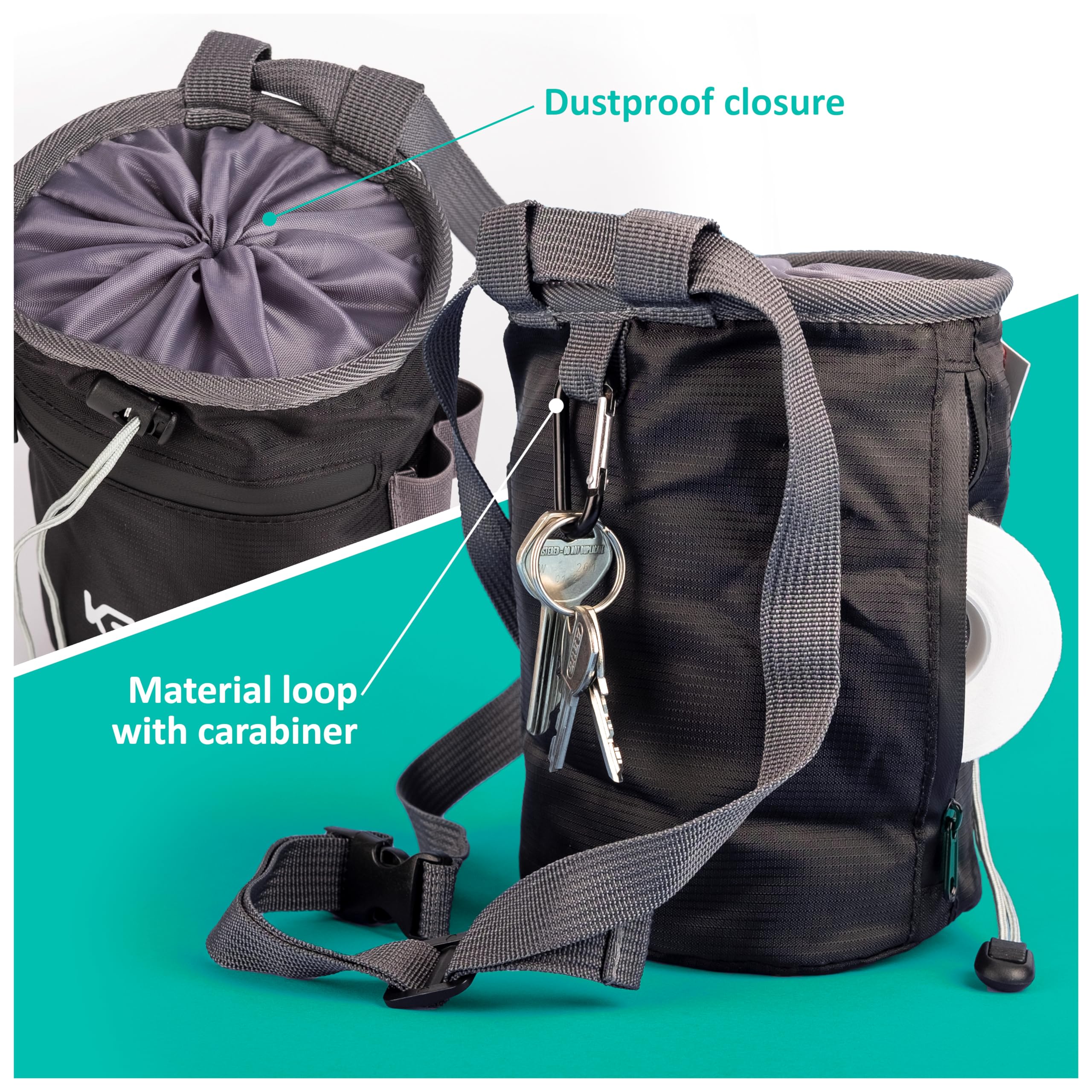 KEENON SPORTS Boulder & Accessoires d'escalade – Sac à magnésie, boule de magnésie et brosse à boulder en bois en kit ou à l'unité – Sac en magnésie pour un maintien sûr