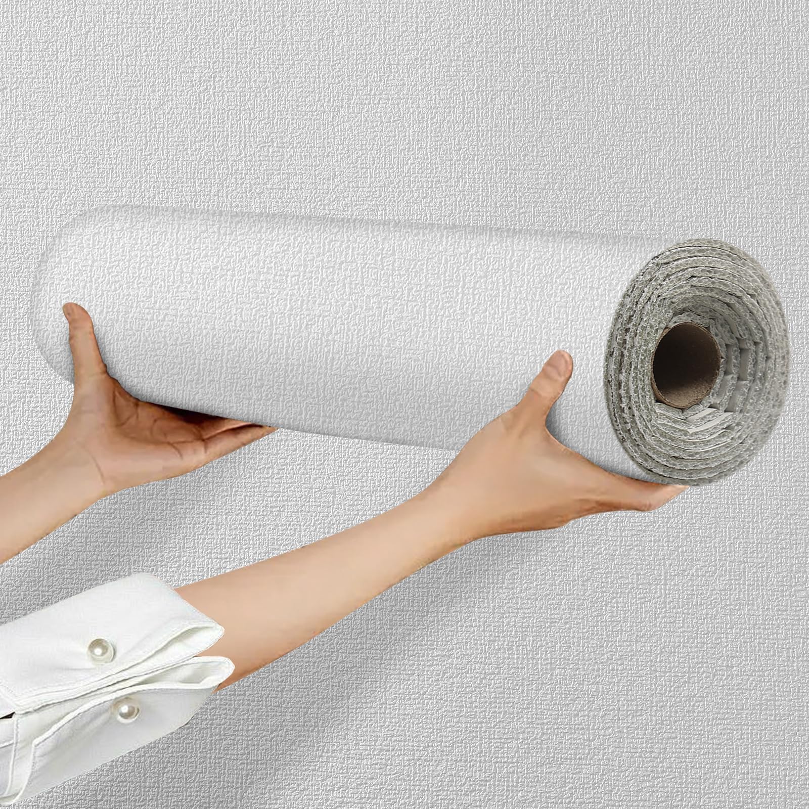 Takezuaa 2 Roll Self Adhesive Thermal Wallpaper White Textured 3mm Thick Peel and Stick Wallpaper Insulating Wall Covering Roll for Living Room Ceiling Bedroom, 280x50CM