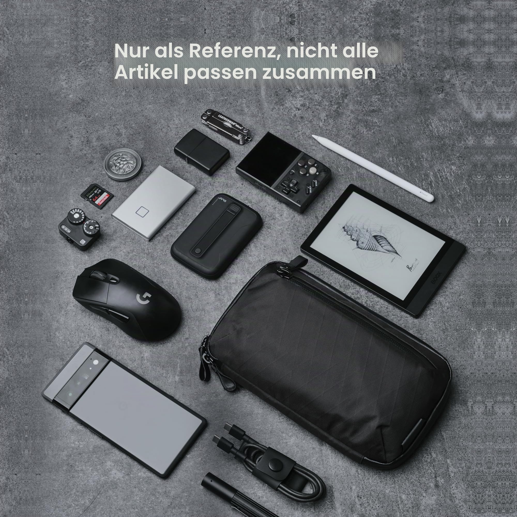 ALPAKA Elements Tech Case Mini – Kompakter Elektronik Organizer & Kabeltasche, Kleine Umhängetasche Crossbody Sling Bag für Smartphone, Powerbank & Reise-Gadgets, X-Pac VX42, Schwarz