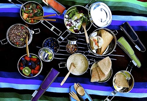 Miniatura 7 de Fiambrera grande de acero inoxidable de 3 niveles con contenedor pequeño para Sidekick | Fiambrera Tiffin | Ecológica