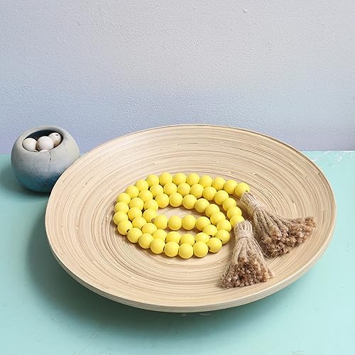 Miniatura 5 de Guirnalda de cuentas de madera de 39 pulgadas con borlas, cuentas de oración versátiles, estilo bohemio y chic para colgar en la pared, decoración