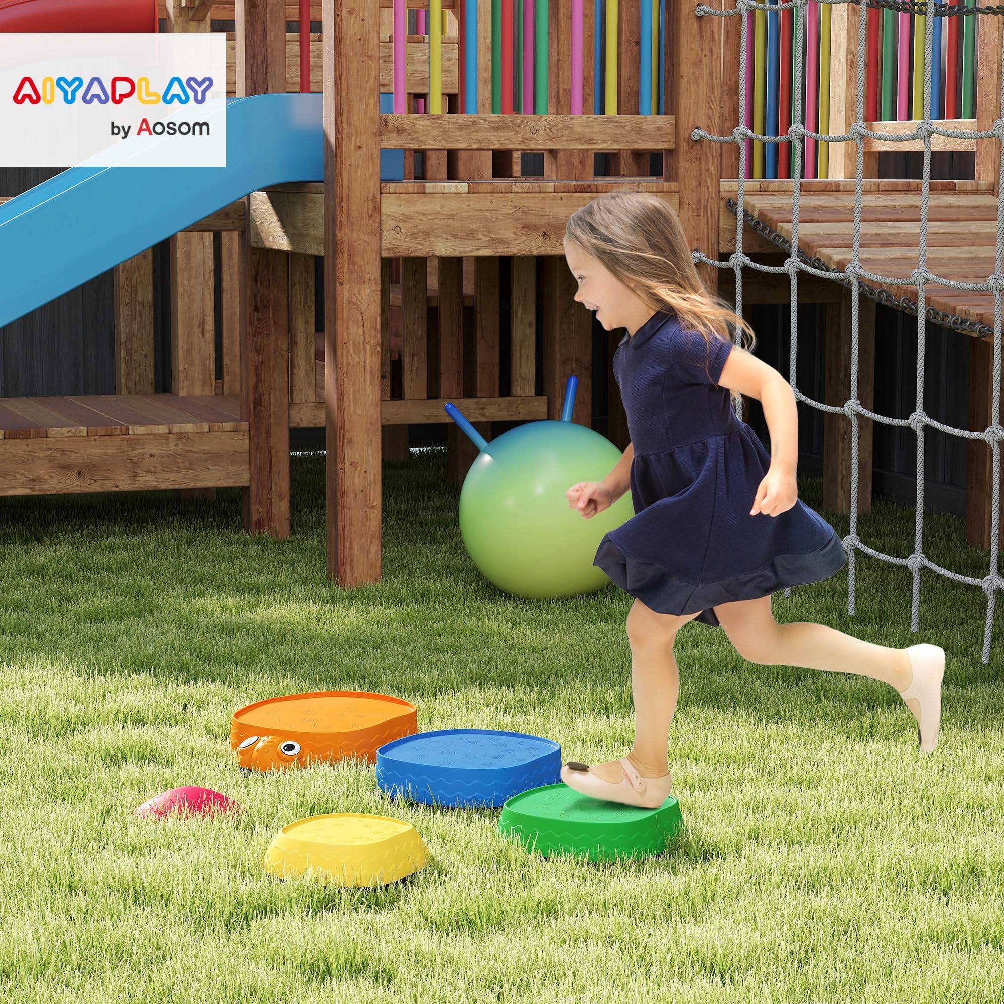 AIYAPLAY Conjunto de Piedras de Equilibrio para Niños Apilables de 5 Piezas Juego de Equilibrio para Niños de +2 Años Forma de Mariquita Antideslizantes para Interior y Exterior Multicolor