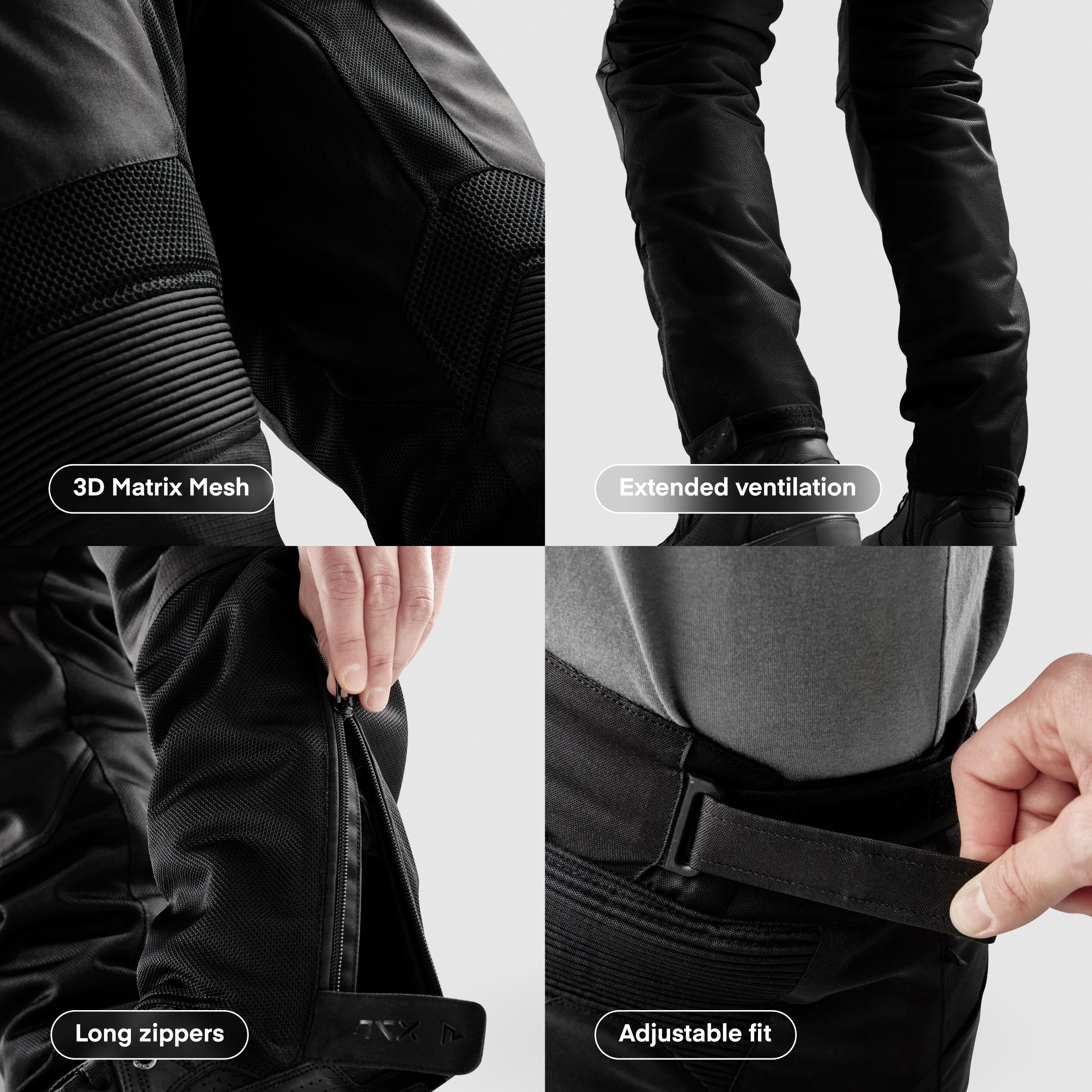 REBELHORN Jax Pantaloni da Moto Uomo | Tessile | Protezioni per Ginocchia e Fianchi Livello 2 | Membrana Humax Rimovibile | Grandi Pannelli di Ventilazione a Rete | Taglie Fino a 10XL