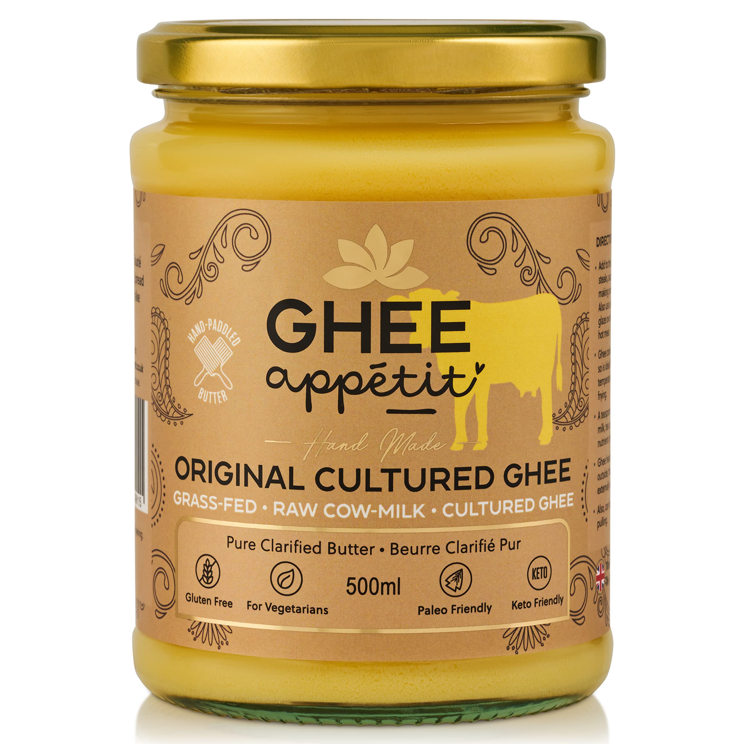 Ghee Appétit Original Cultured Ghee 500ml I Raw Milk Butter Ghee I Grass Fed Ghee Butter I Ayurveda Ghee I Artisan Ghee