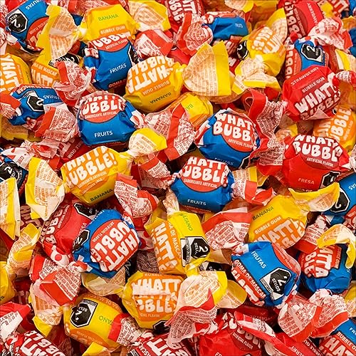 Whatta Bubble - Chicle con sabores surtidos de frutas (bolsa de 1 libra, aproximadamente 110 unidades)