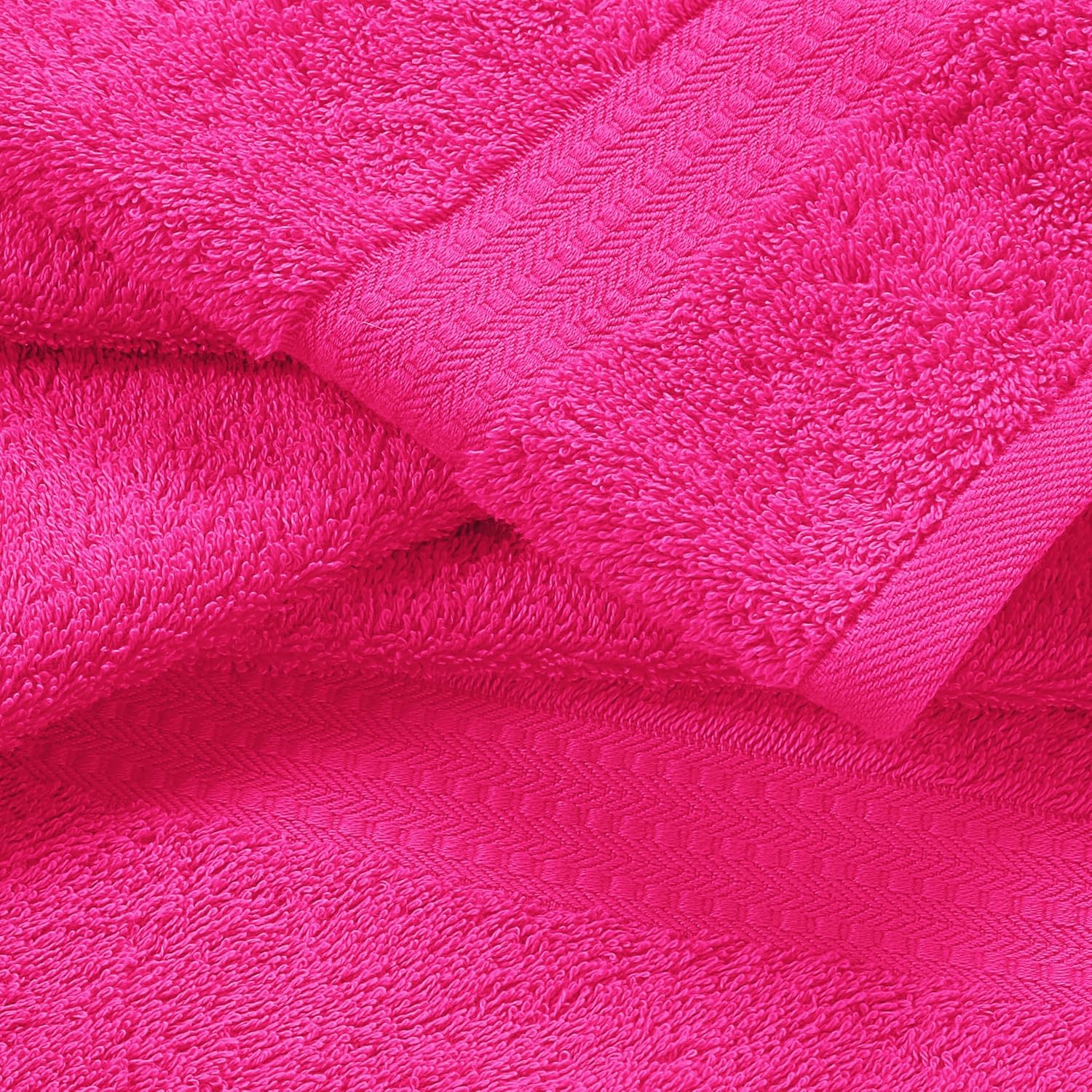 MyOwn 6 Piece Towel Set, 100% Combed Cotton - 2 Bath Towels, 2 Hand Towels, 2 Wash Cloths - 500 GSM Luxury Hotel Quality Ultra Soft Highly Absorbent Towel Set for Bathroom - Hot Pink - Image 2