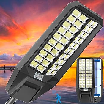 IOBZSM Solar Street Light 7000K 800000LM Auto On/Off Dusk to