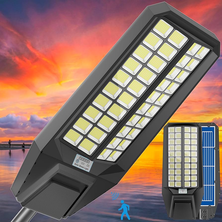 IOBZSM Solar Street Light 7000K 800000LM Auto On/Off Dusk to