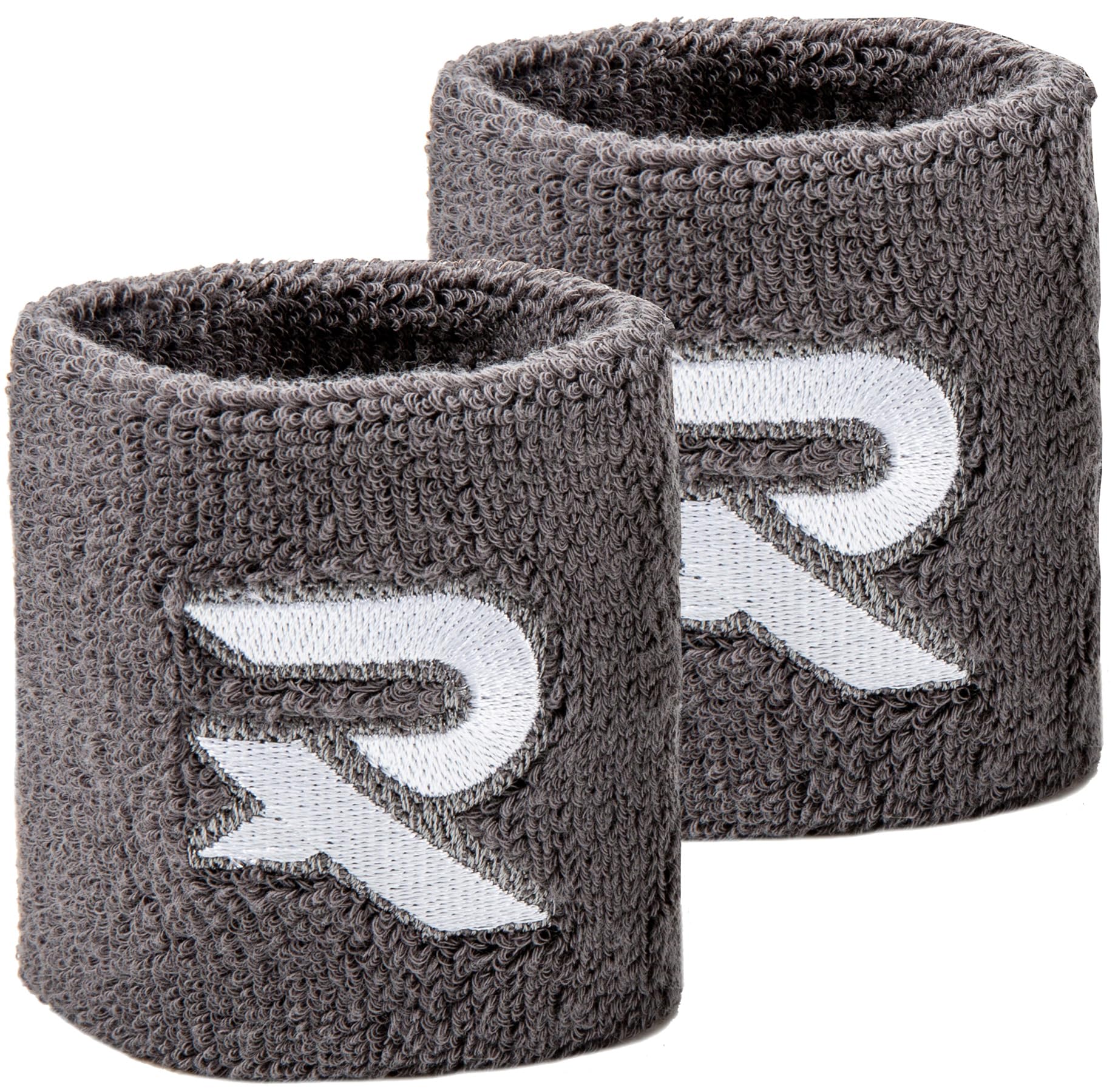Raquex Sports Wristbands (7 Colours, 2 Widths) - Soft, Stretchy Cotton. Padel, Tennis, Squash, Running Sweat Bands - Machine Washable (Grey, 10 x Wristbands)