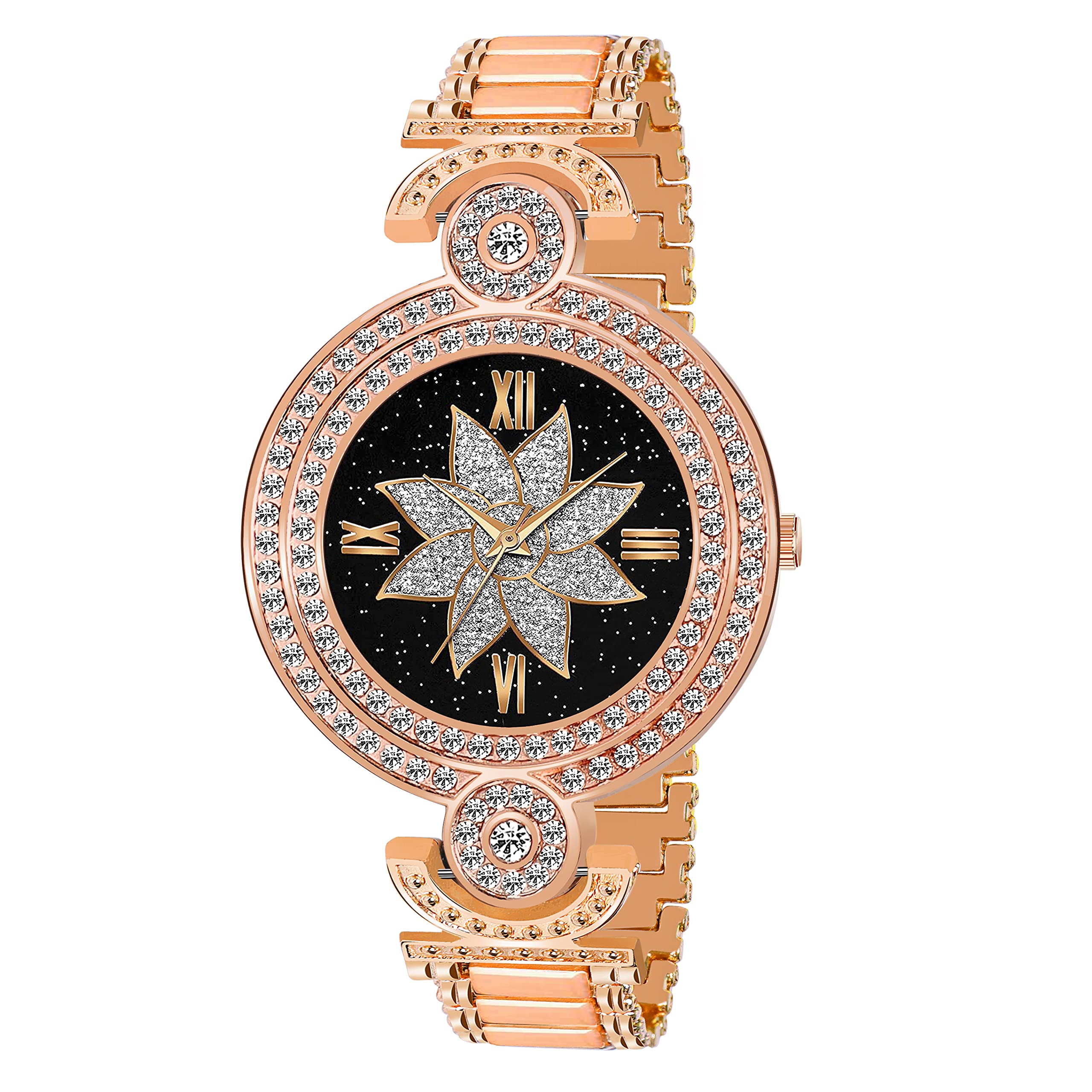 Red Robin Analogue Flower Design Black Round Dial Rose Gold Metal Strap Stylish Watch for Girls and Womens Pack of - 1 GR101BLUFLW (B09FK7FTYP) Amazon Price History, Amazon Price Tracker