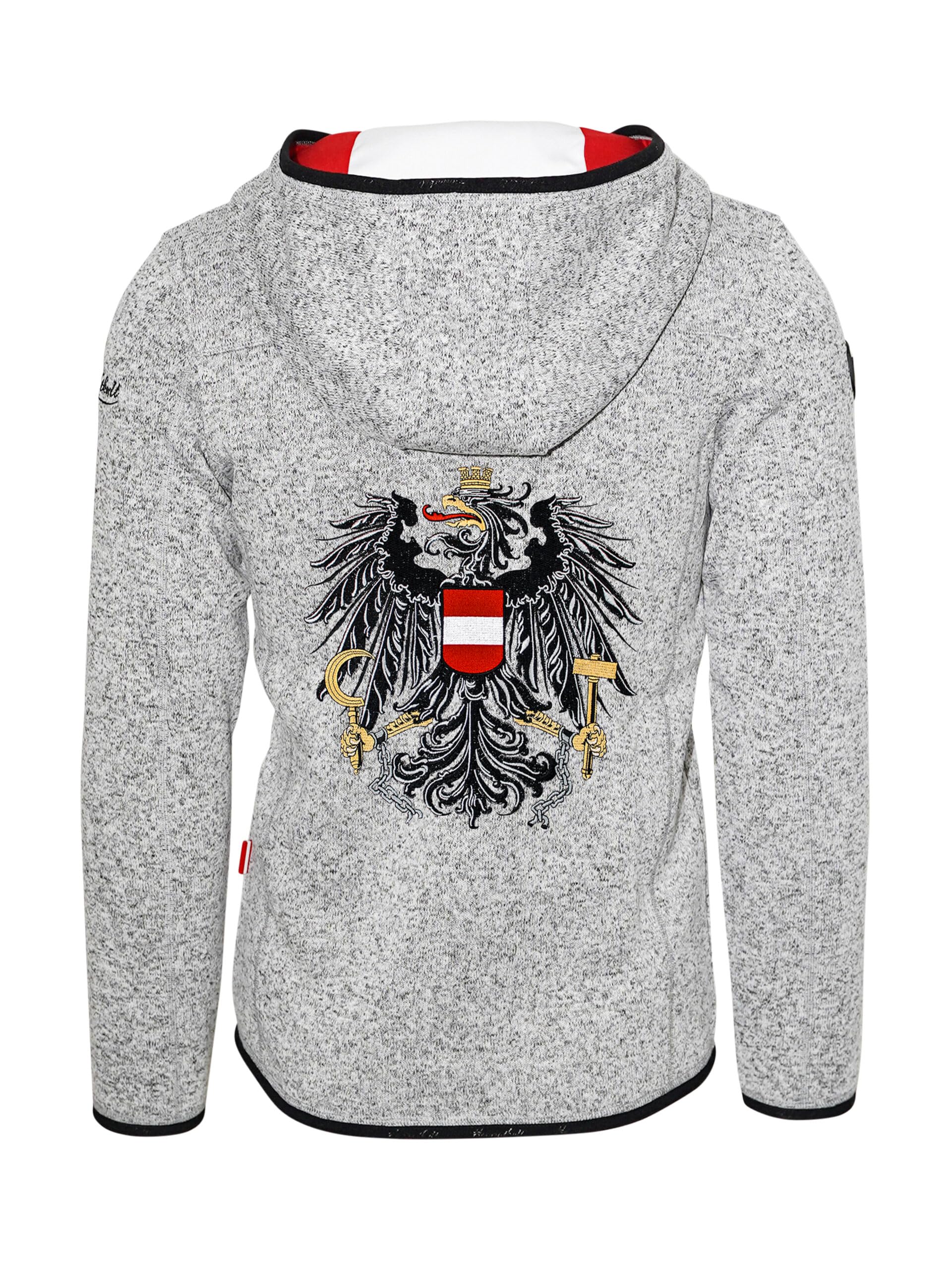 Hoamatkult Österreich Kultjacke Hoodie - Grau, Unisex, Erwachsene Bekleidung, Patriotisch, Strickfleece, Reißverschluss, Mit Kapuze