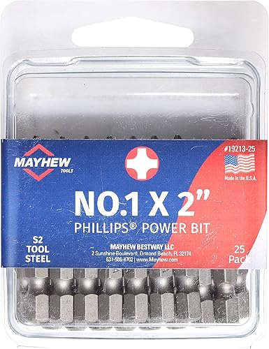 Miniatura 9 de Mayhew Tools 19234-8 USA Phillips Power Bit, n. 3 x 3.5 pulgadas, paquete de 8