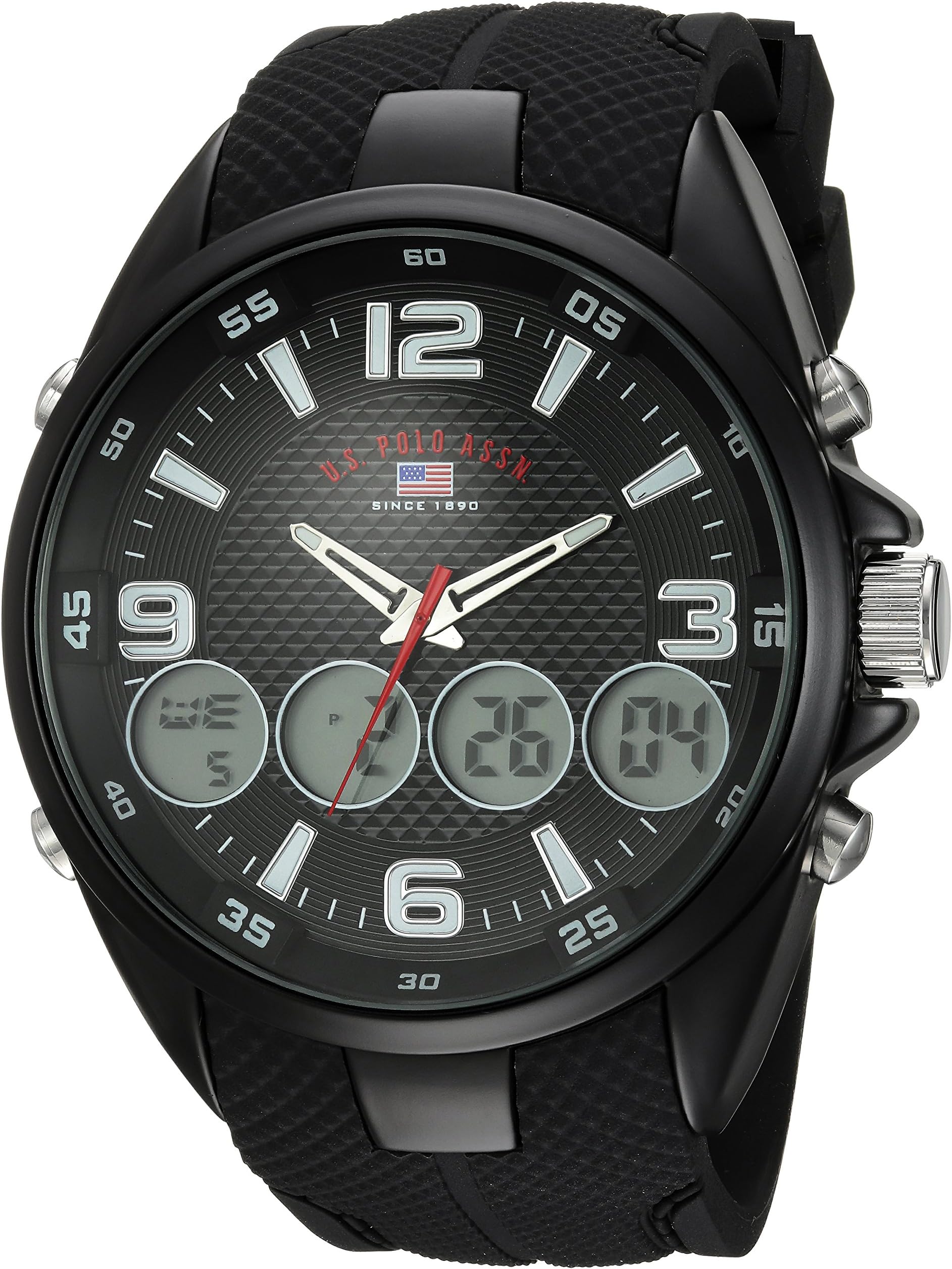MEN'S BLACK STRAP ANA DIGI SPORTS WATCH