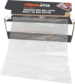8” x 50’ Vacuum Bag Roll with Built-In Bag Cutter – User Friendly for Food Preservation – Microwave, Freezer and Boil Safe, BPA-Free, Compatible with any Vacuum Sealer Machine