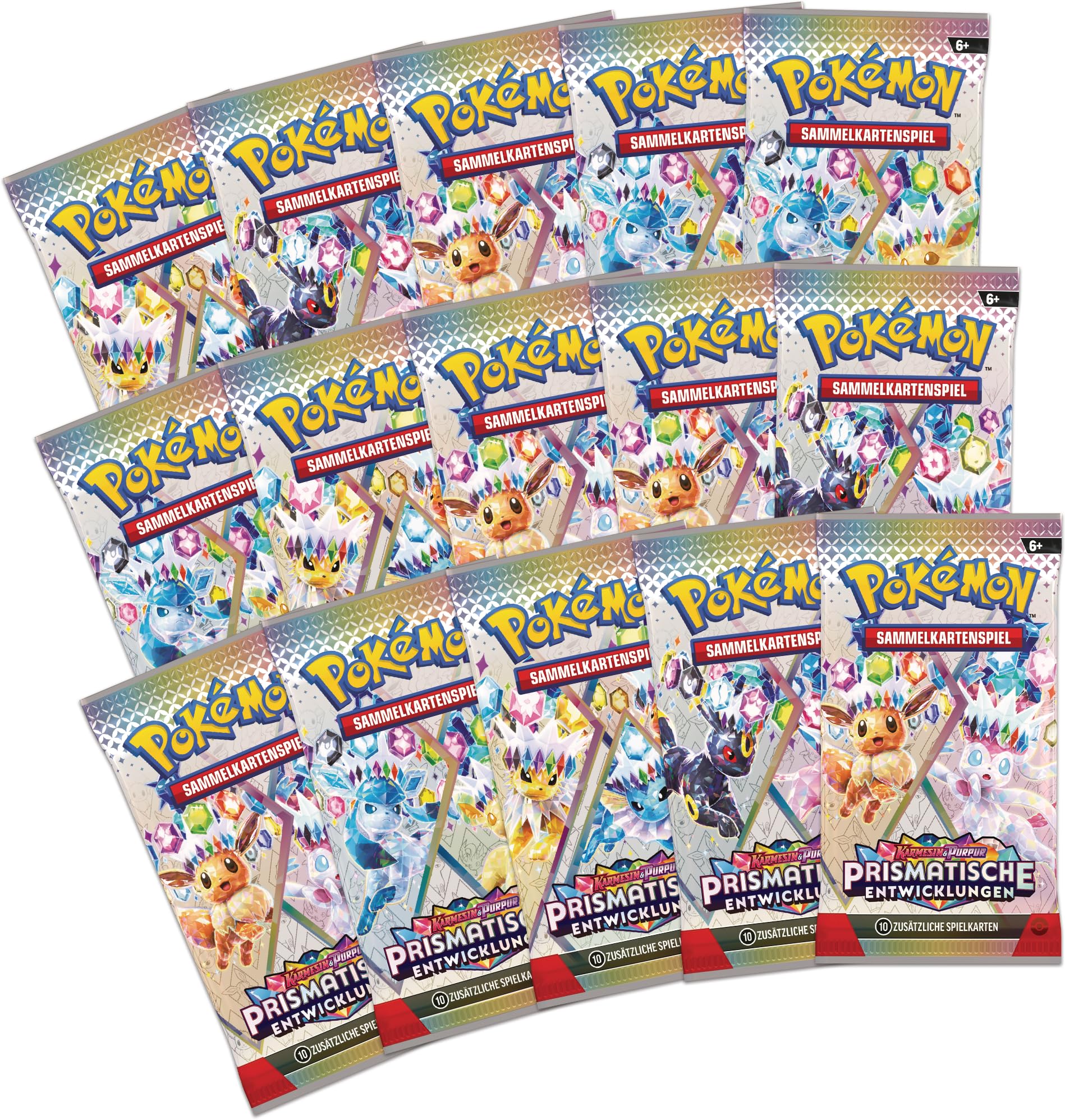 Pokémon-Sammelkartenspiel: Super-Premium-Kollektion Karmesin & Purpur – Prismatische Entwicklungen (1 holografische Vollbild-Promokarte,1 Flauschige Evoli-Deckbox & 15 Boosterpacks)