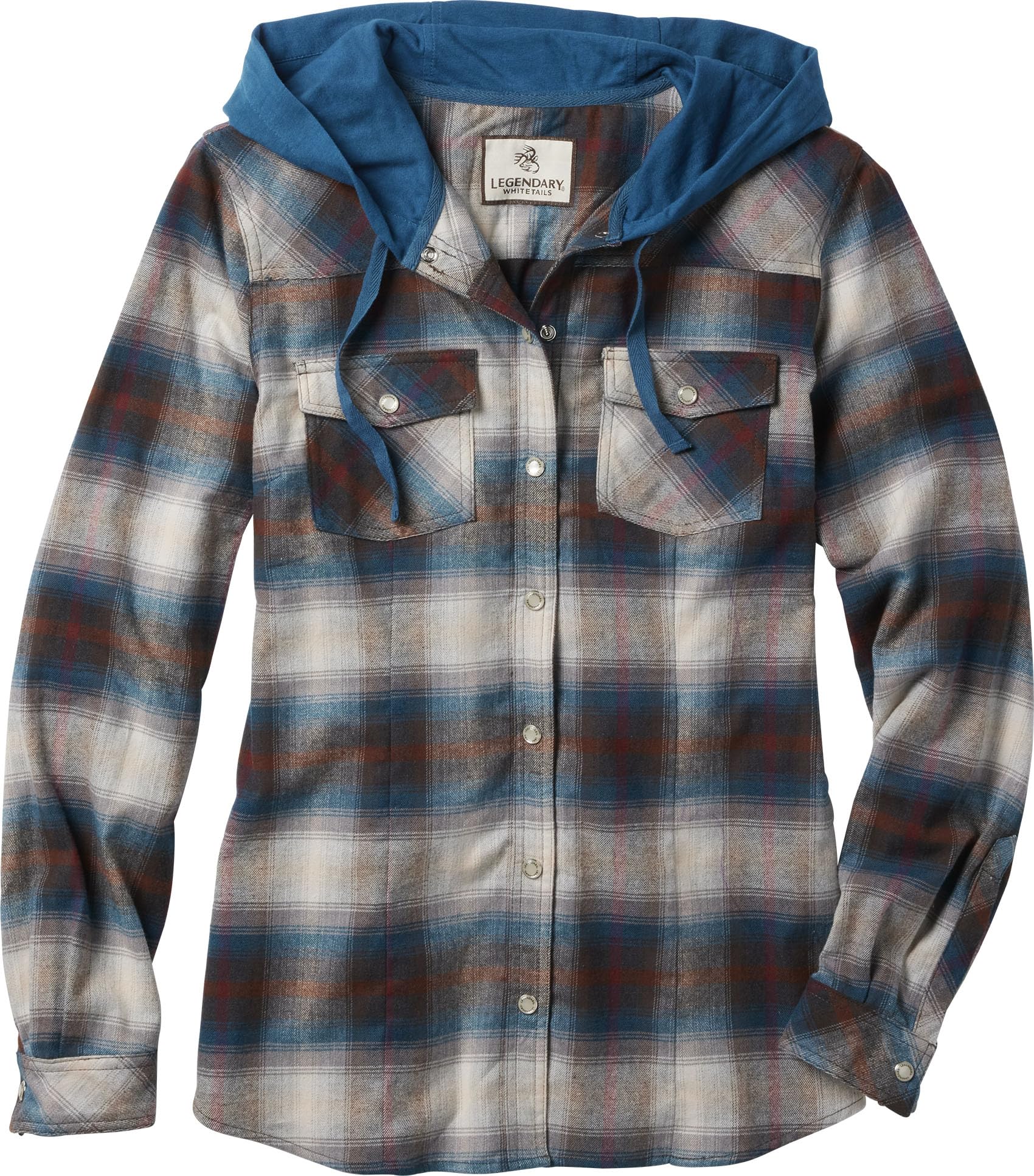 Legendary Whitetails Women's Lumber Jane Hooded Flannel Shirt, Teal Brown