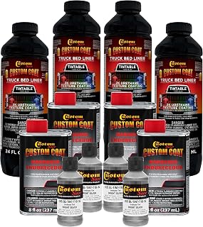 Custom Coat Bright Silver 1 Gallon Urethane Spray-On Truck Bed Liner Kit -Easy Mixing, Just Shake, Shoot - Professional Durable Textured Protective Coating, Prevent Stop Rust - Car, Auto Equipment