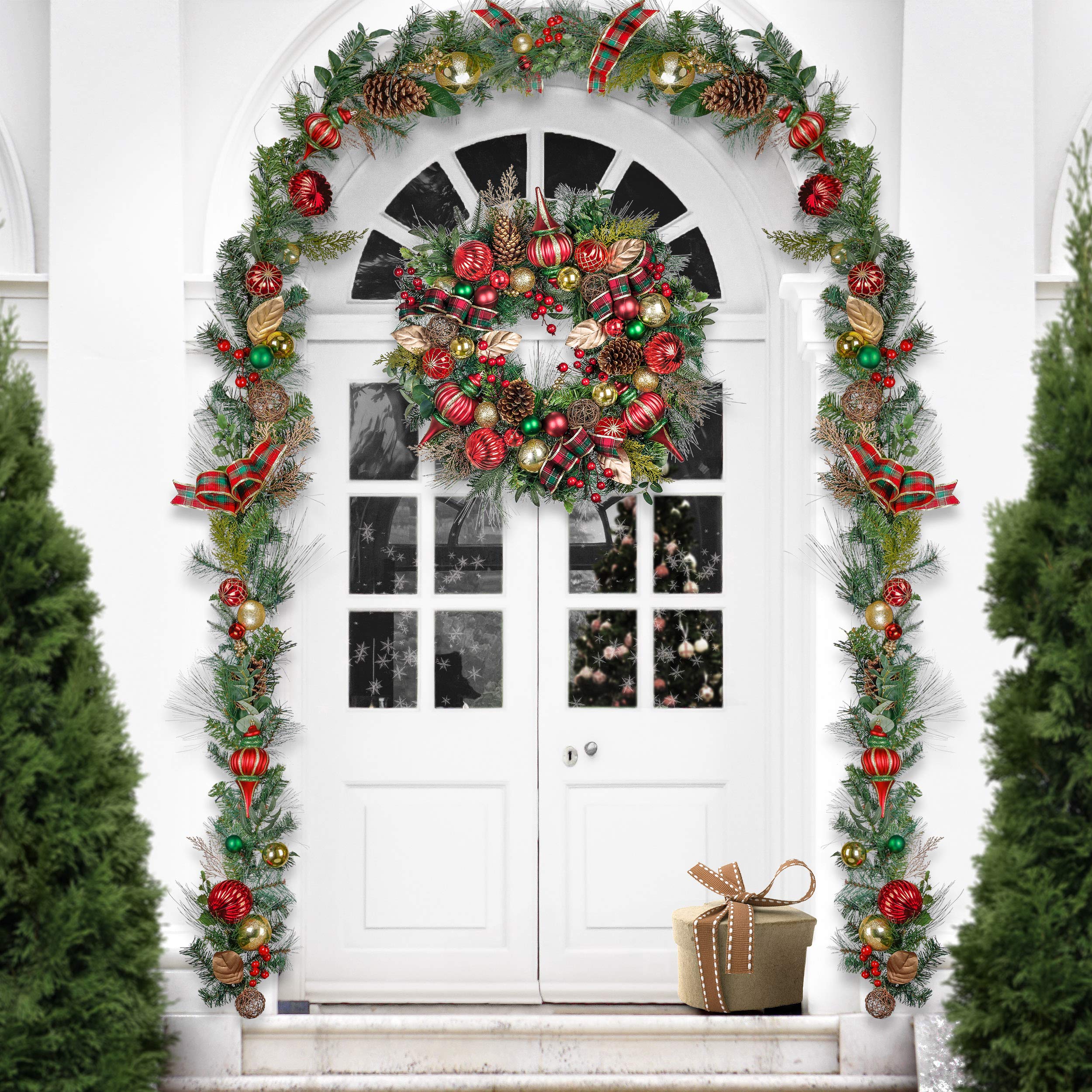 Amazon.com: Valery Madelyn 30'' Pre-Lit Christmas Wreath for Front